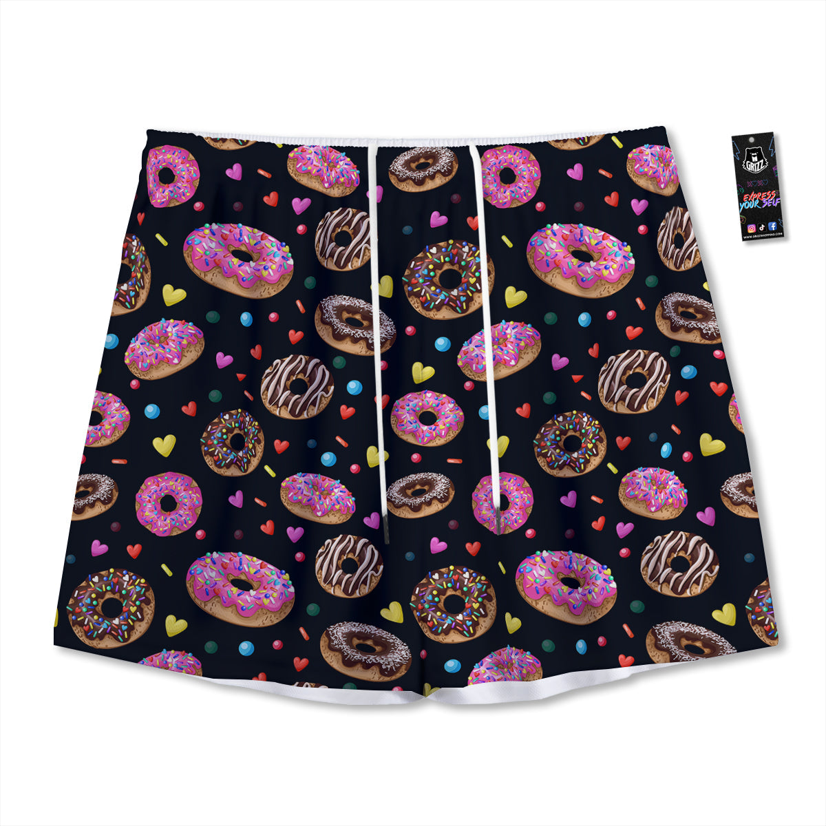 Donut Yummy Print Pattern Mesh Shorts