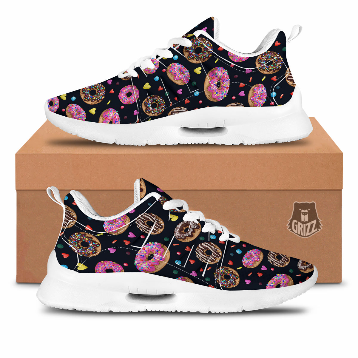 Donut Yummy Print Pattern Tennis Shoes-grizzshop