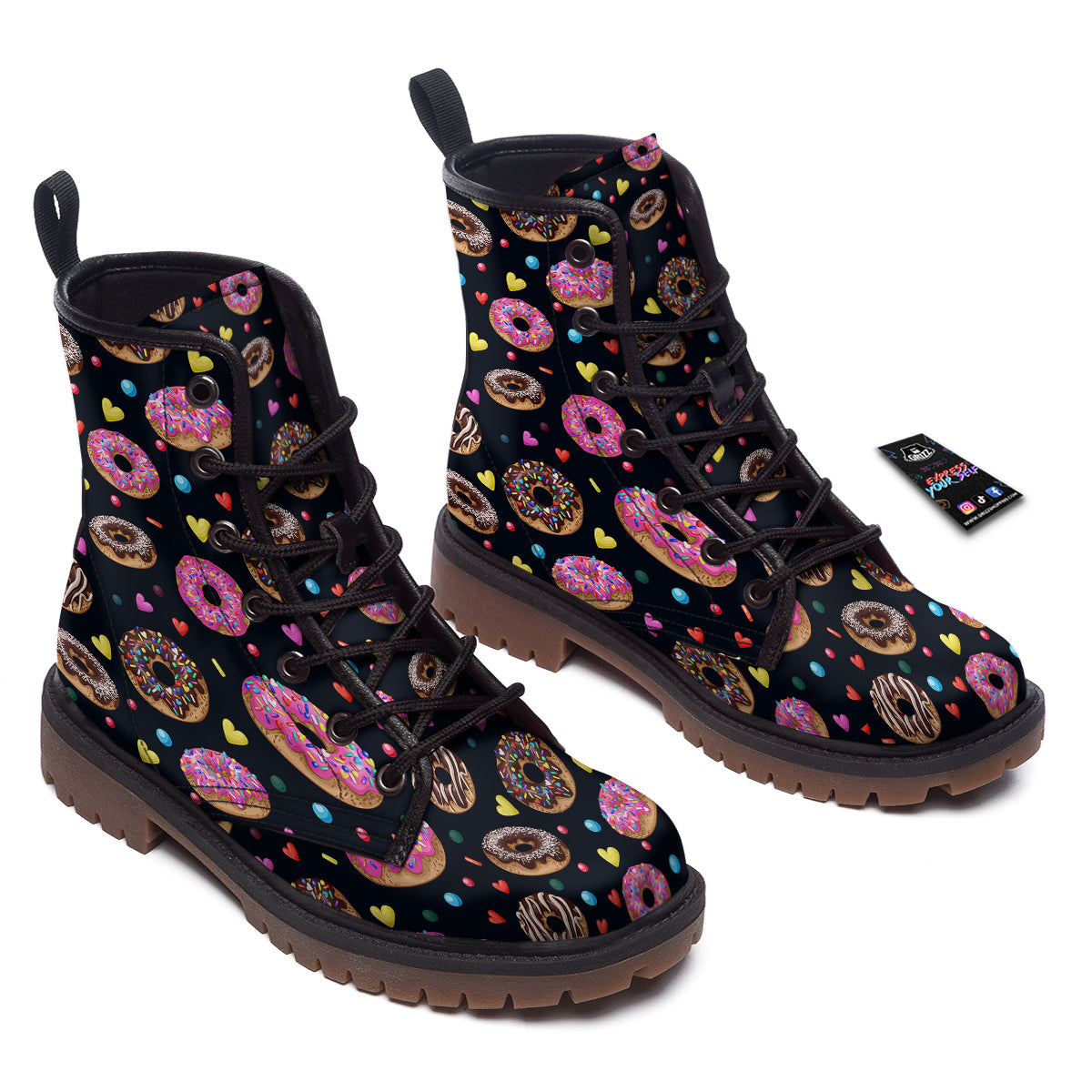 Donut Yummy Print Pattern Work Boots-grizzshop