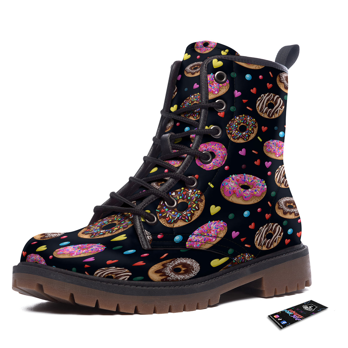 Donut Yummy Print Pattern Work Boots-grizzshop