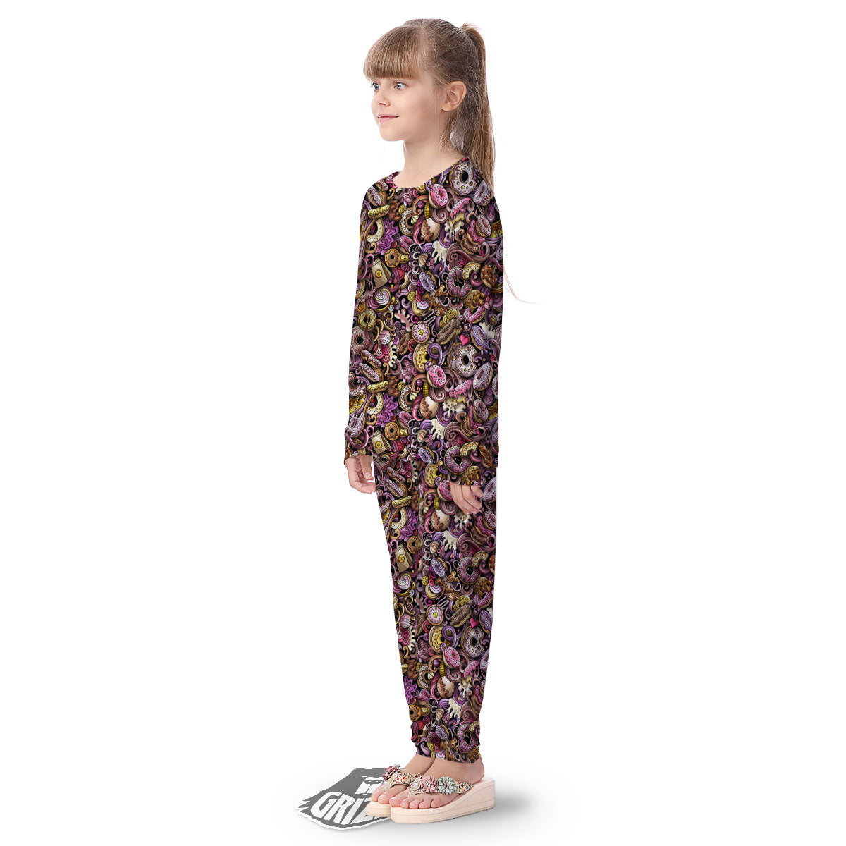 Donut Graffiti Print Pattern Kid's Pajamas-grizzshop