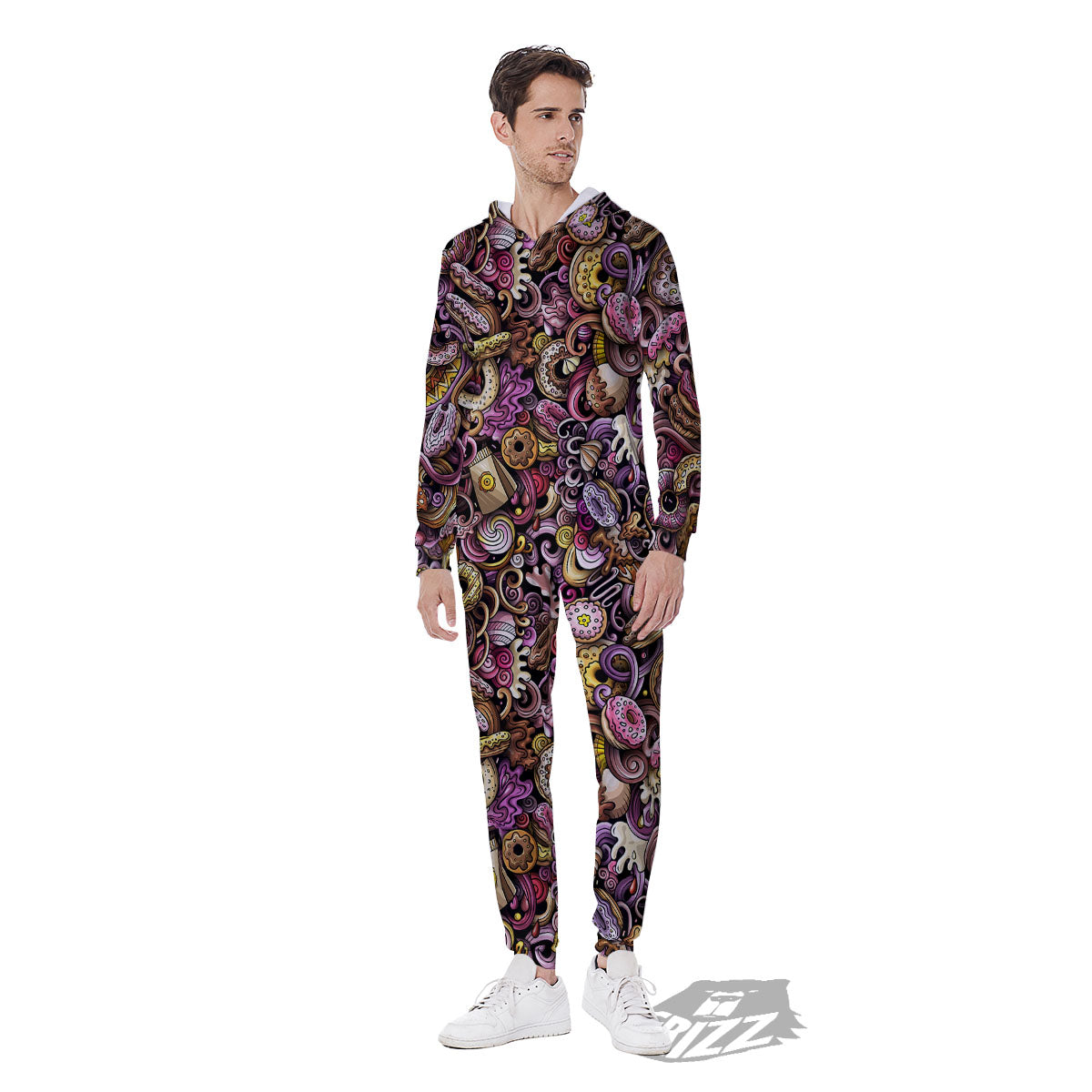 Donut Graffiti Print Pattern Men's Jumpsuit-grizzshop