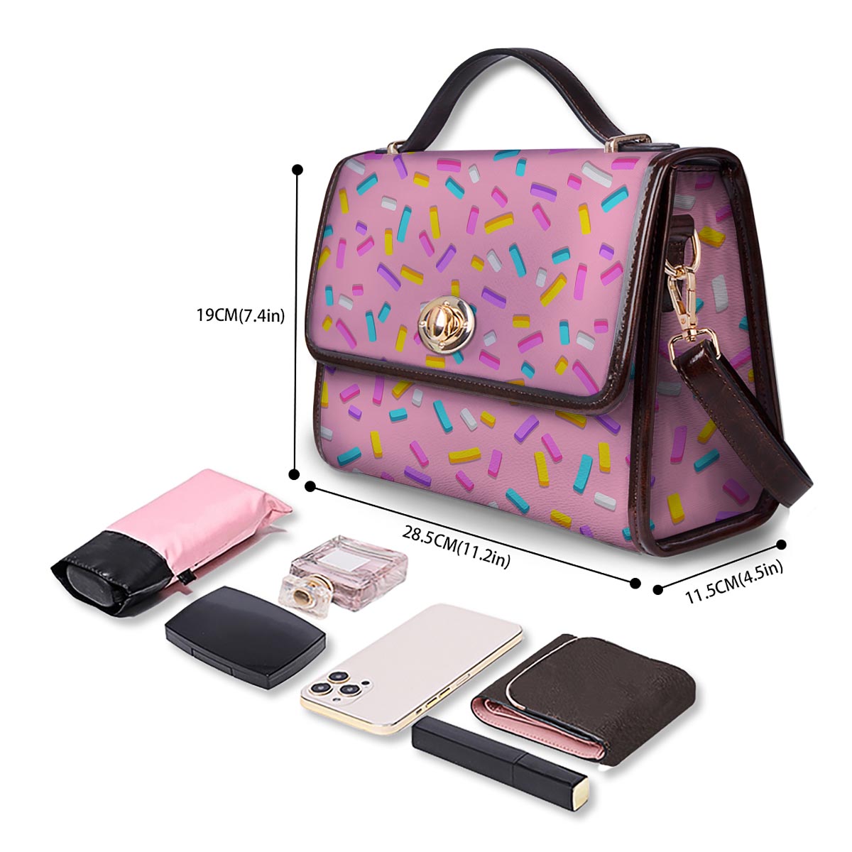 Donut Sprinkles Print Pattern Women's Satchel Bag