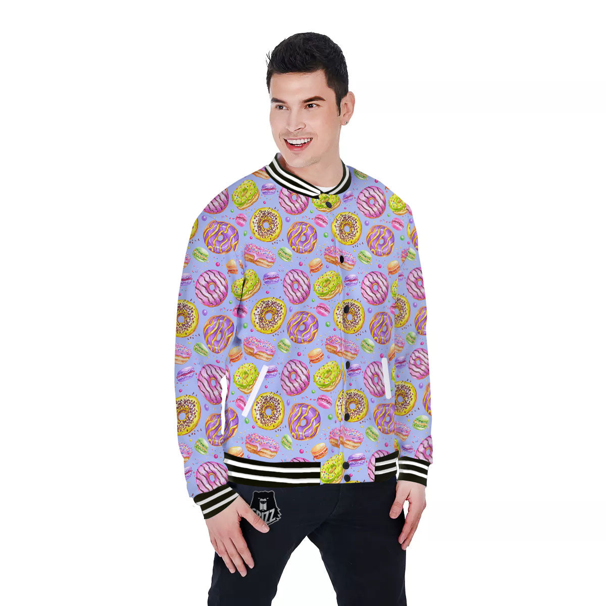 Donuts Print Pattern Baseball Jacket-grizzshop