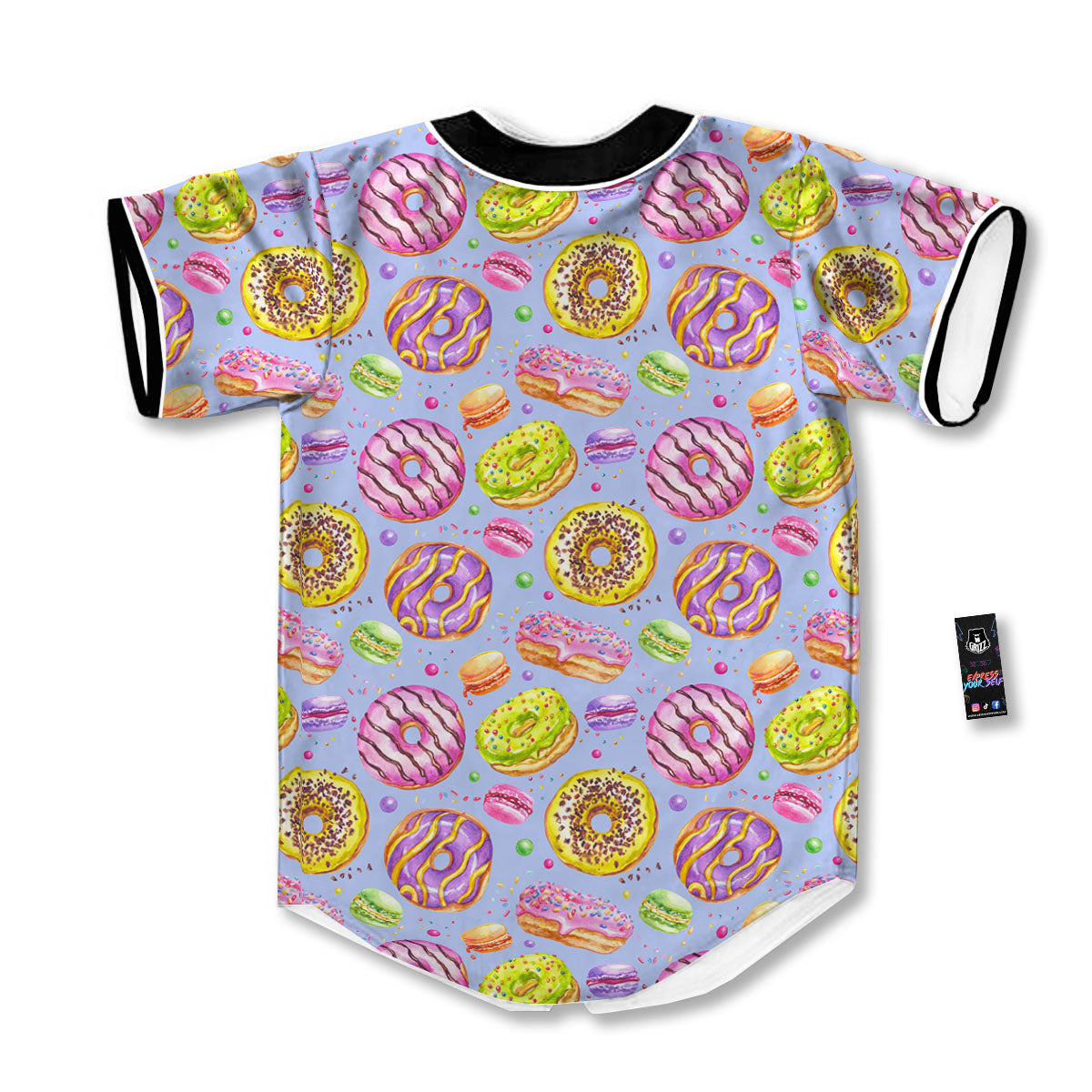 Donuts Print Pattern Baseball Jersey-grizzshop