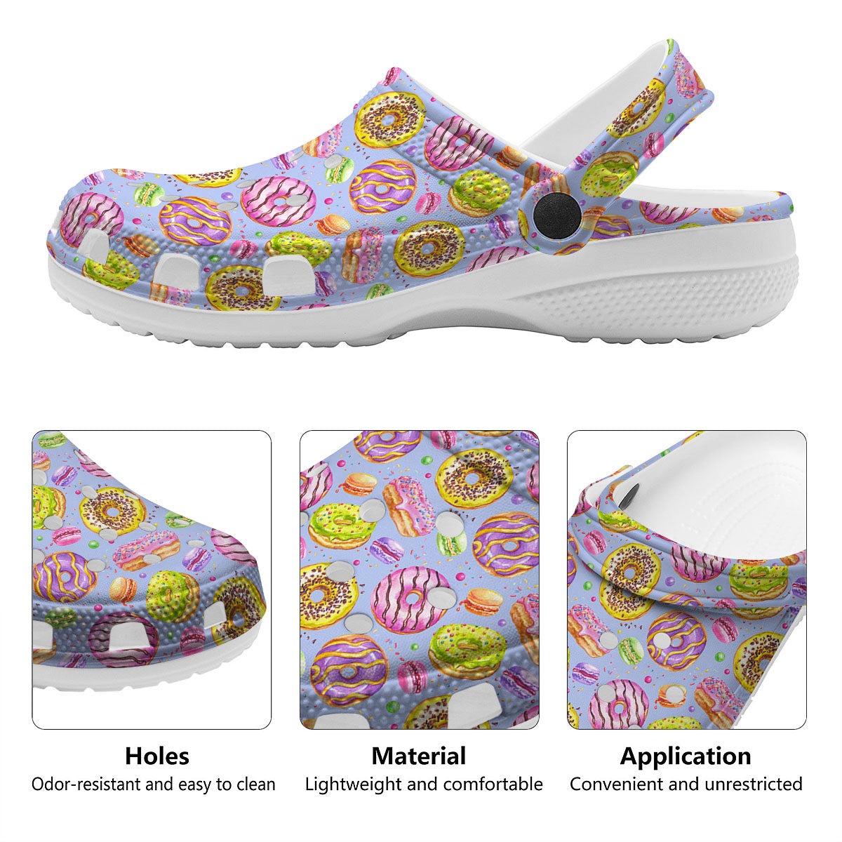 Donuts Print Pattern Clog-grizzshop