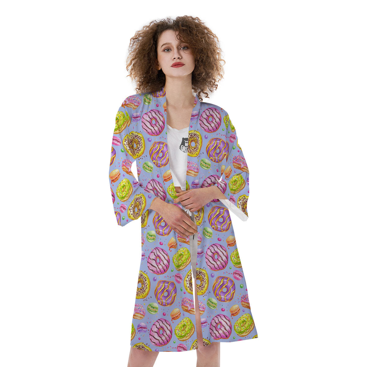 Donuts Print Pattern Kimono-grizzshop