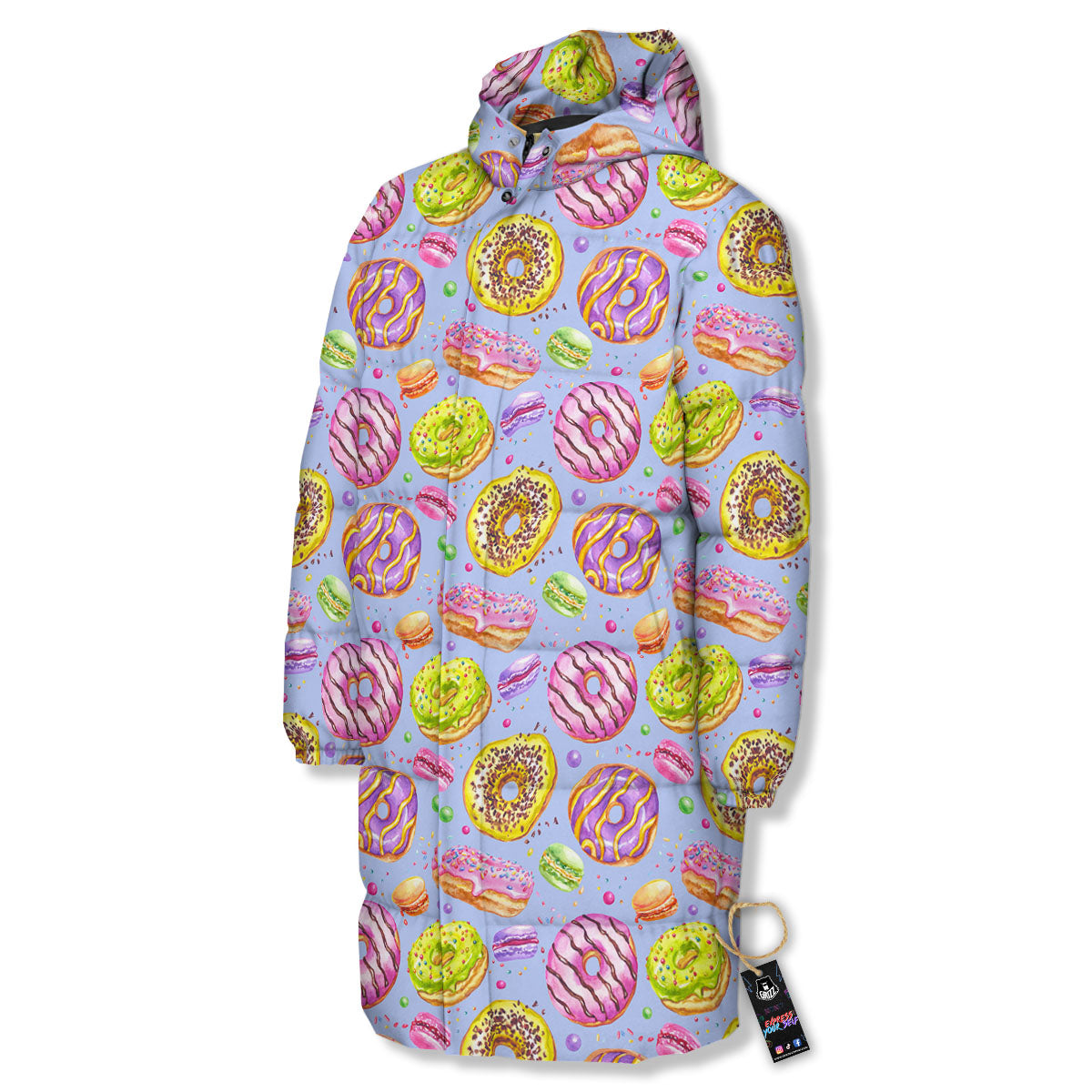 Donuts Print Pattern Long Down Jacket-grizzshop