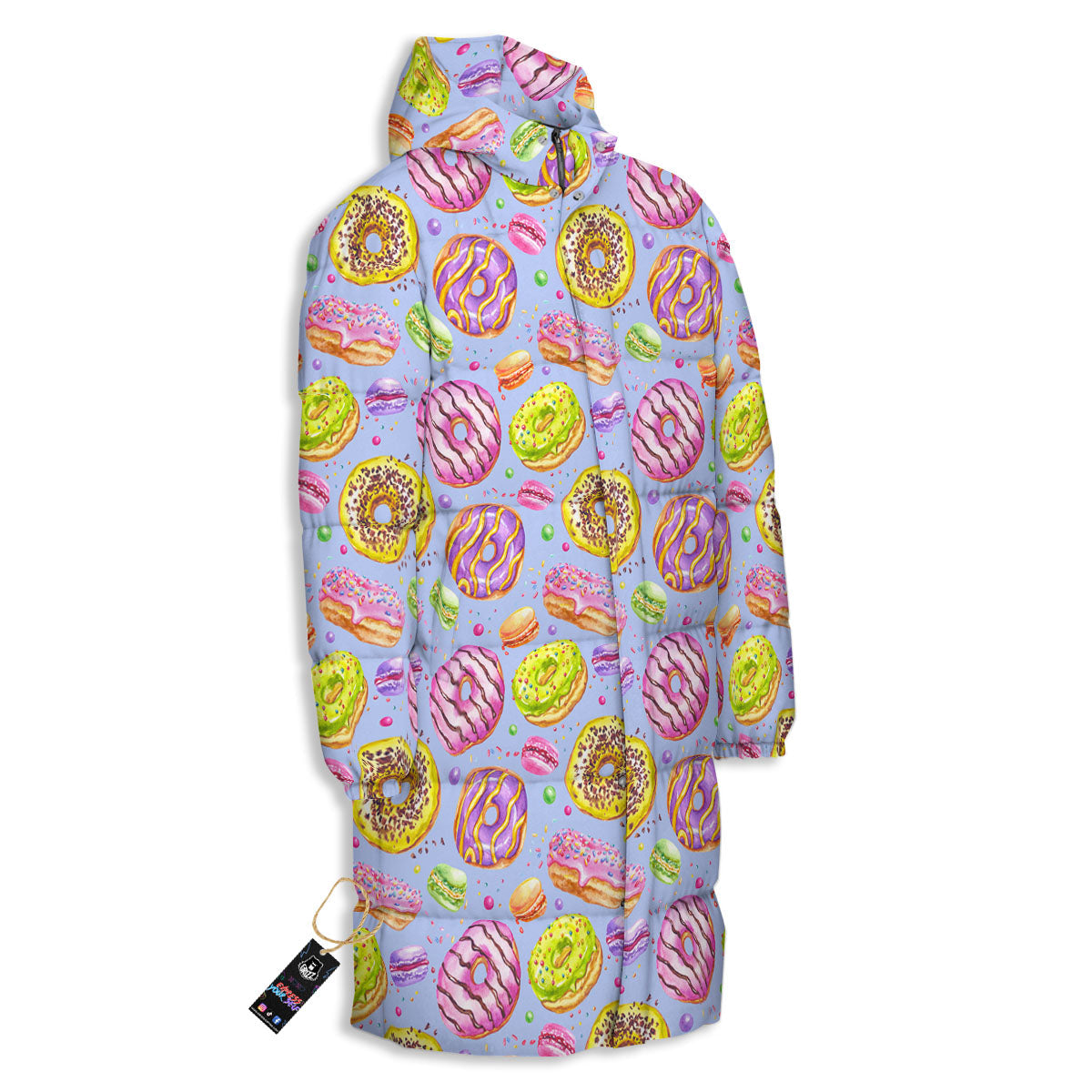 Donuts Print Pattern Long Down Jacket-grizzshop