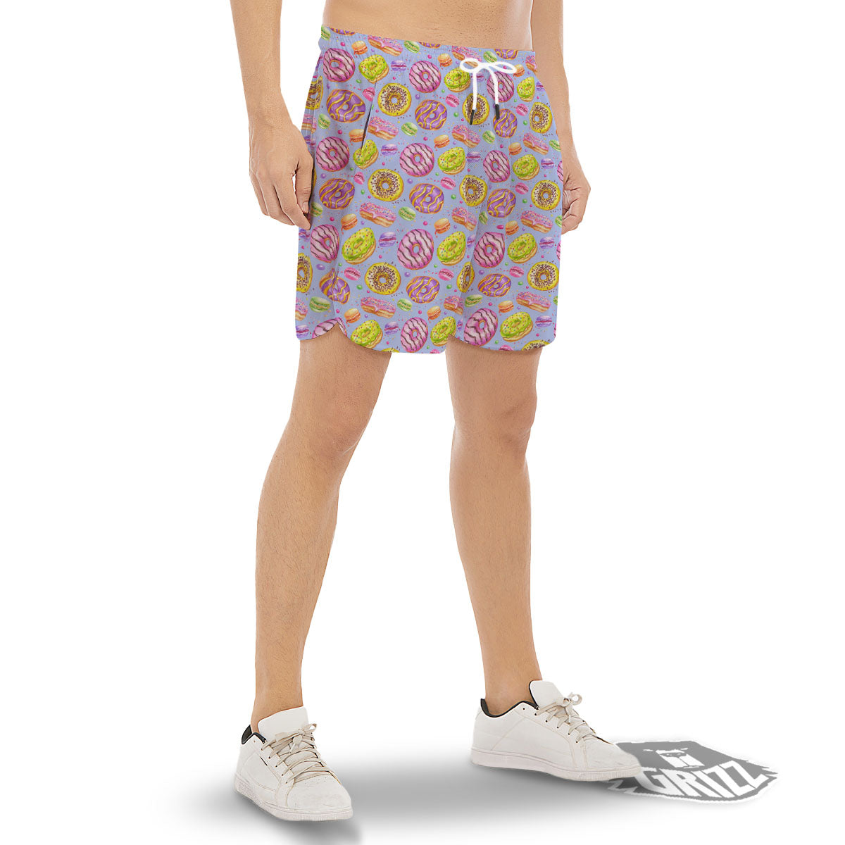 Donuts Print Pattern Men's Gym Shorts-grizzshop