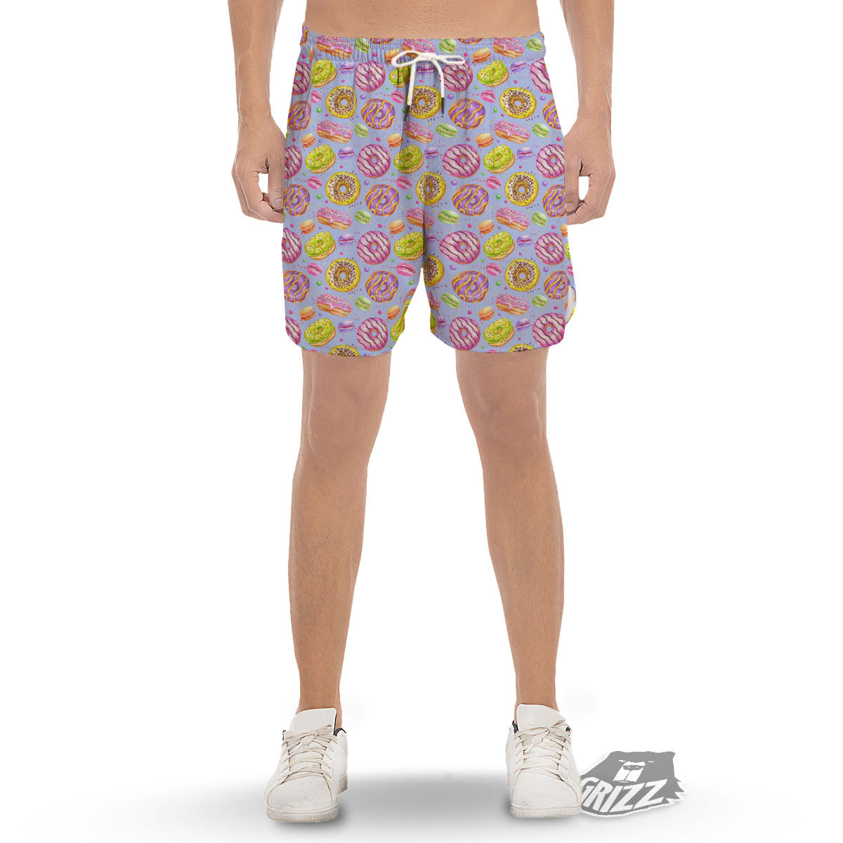 Donuts Print Pattern Men's Gym Shorts-grizzshop