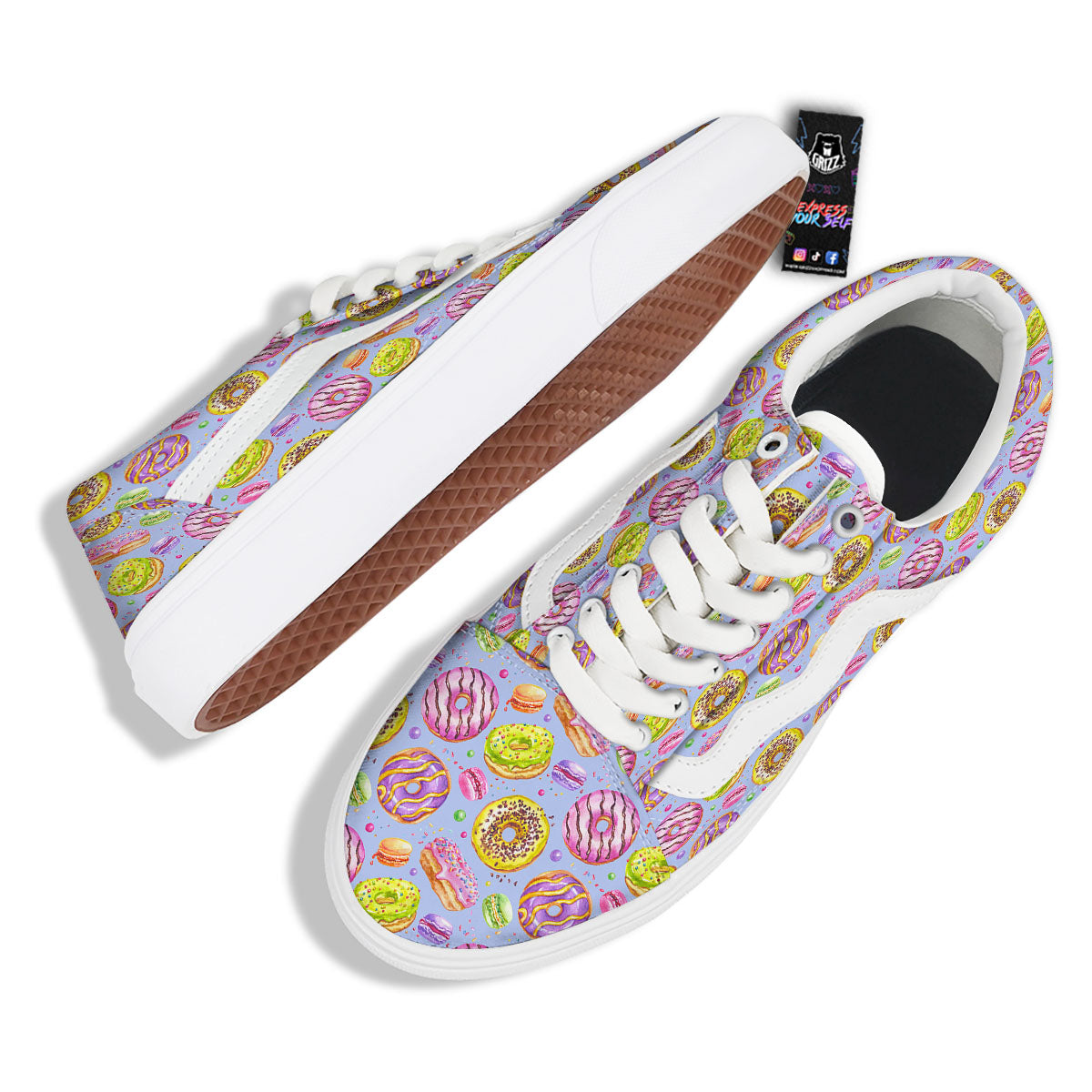 Donuts Print Pattern Skate Shoes-grizzshop