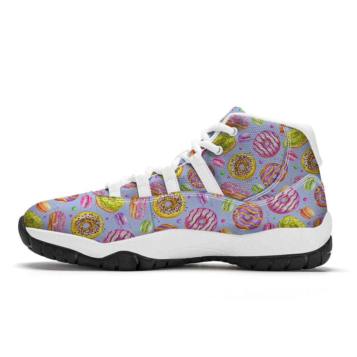Donuts Print Pattern White Bball Shoes-grizzshop