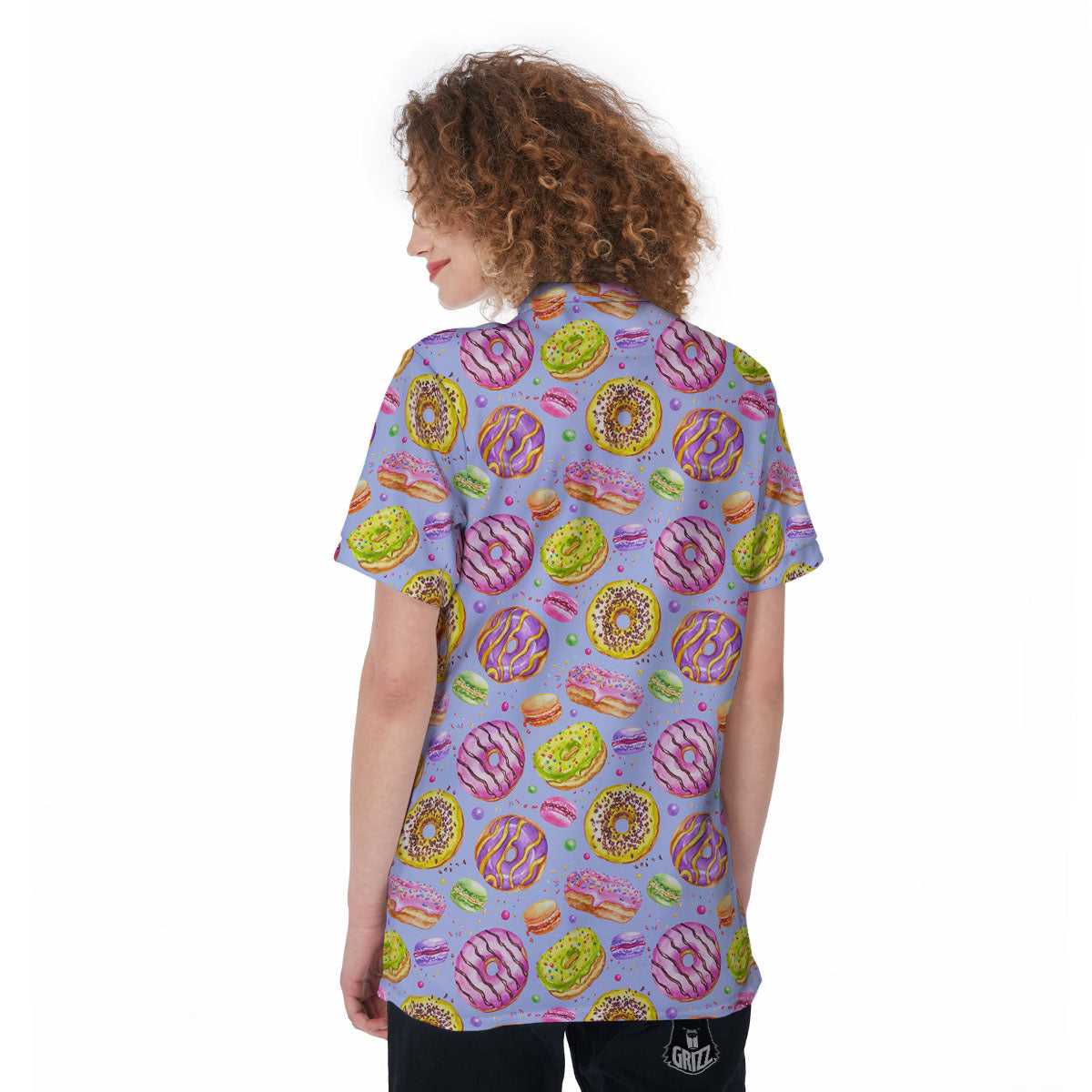Donuts Print Pattern Women's Golf Shirts-grizzshop