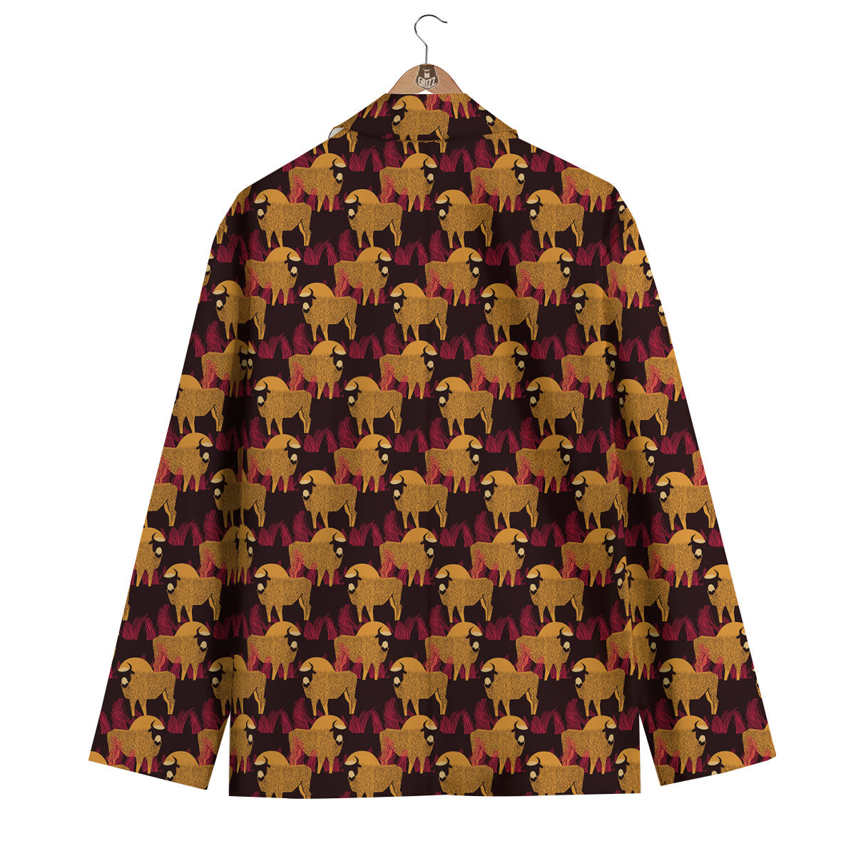 Doodle Bison Print Pattern Men's Blazer-grizzshop
