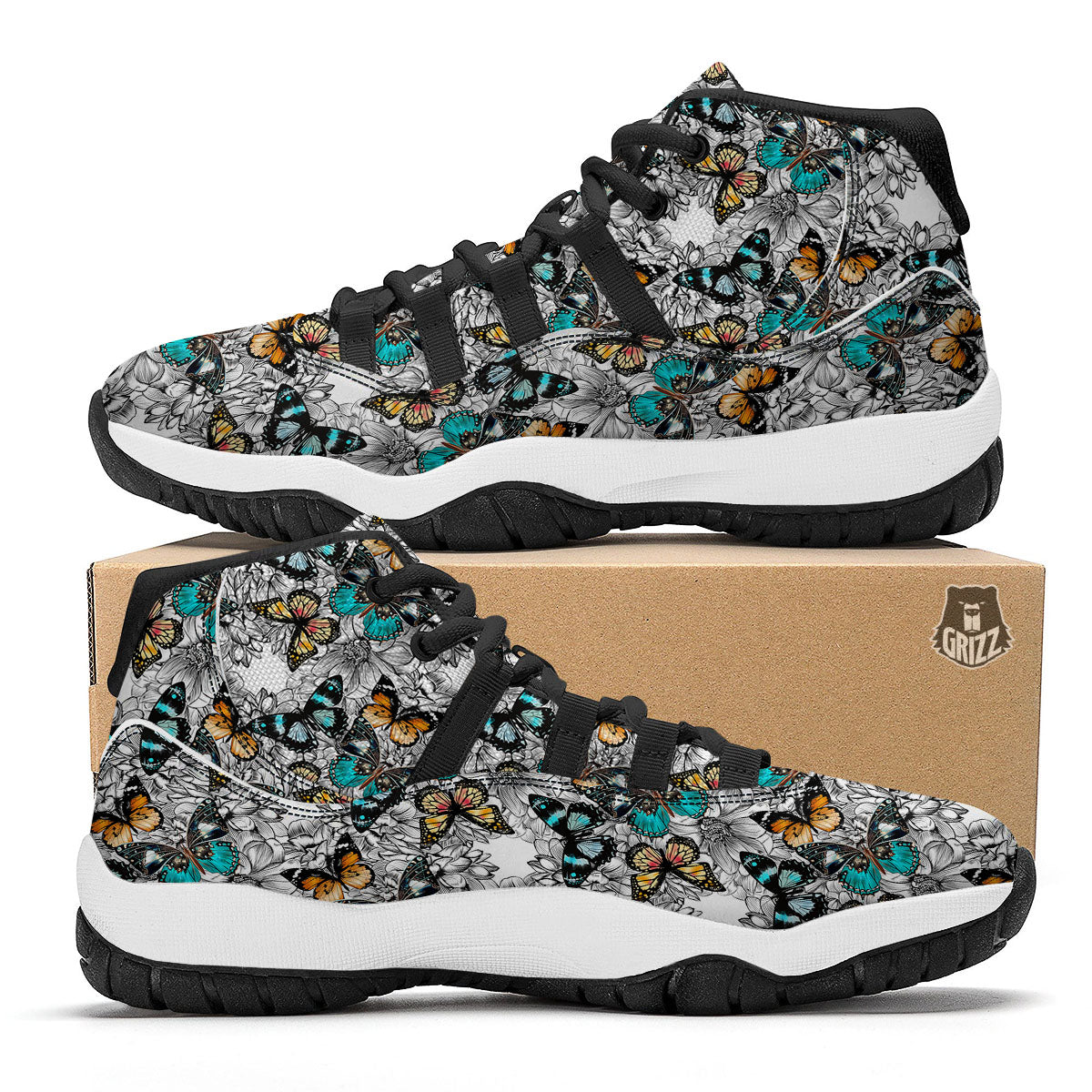 Doodle Butterfly Black Bball Shoes-grizzshop