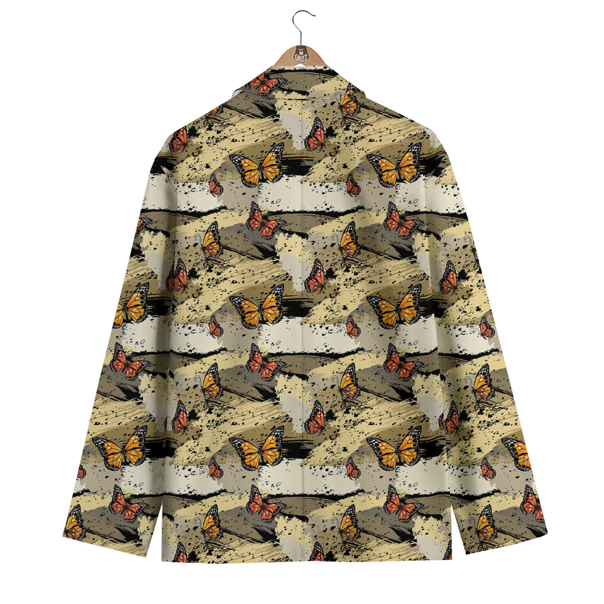 Doodle Butterfly Print Men's Blazer-grizzshop