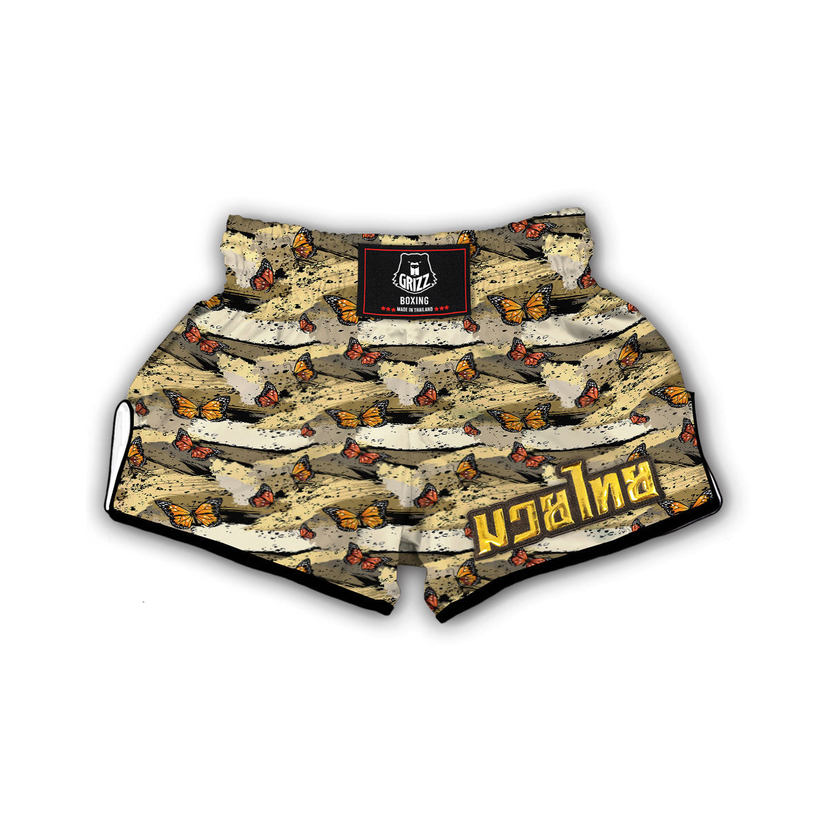 Doodle Butterfly Print Muay Thai Boxing Shorts-grizzshop