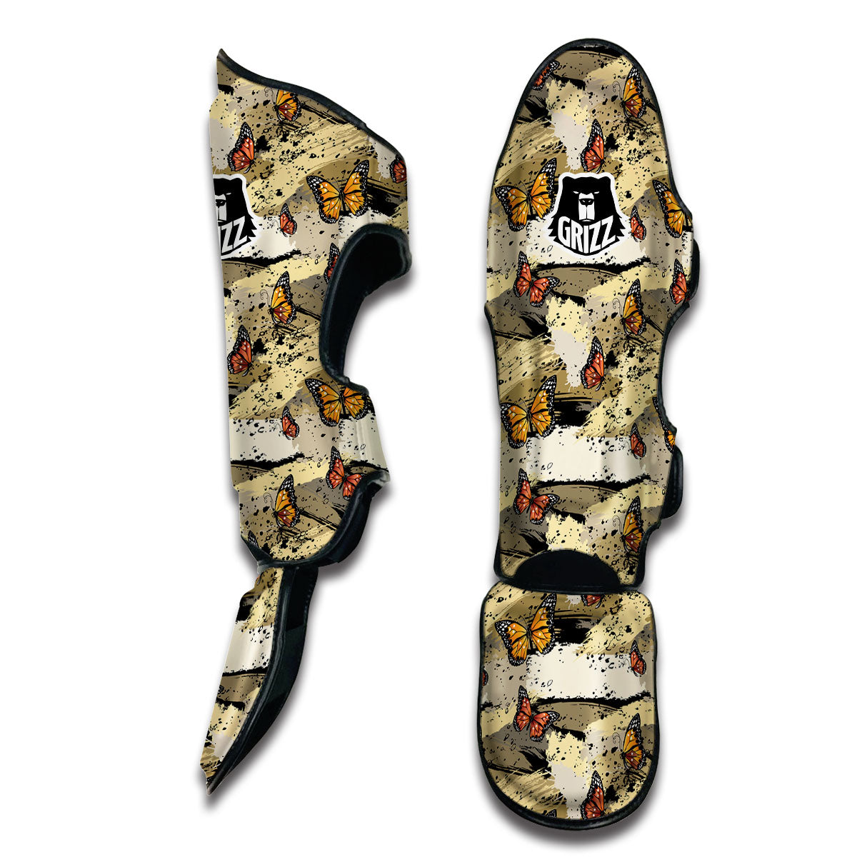 Doodle Butterfly Print Muay Thai Shin Guards-grizzshop