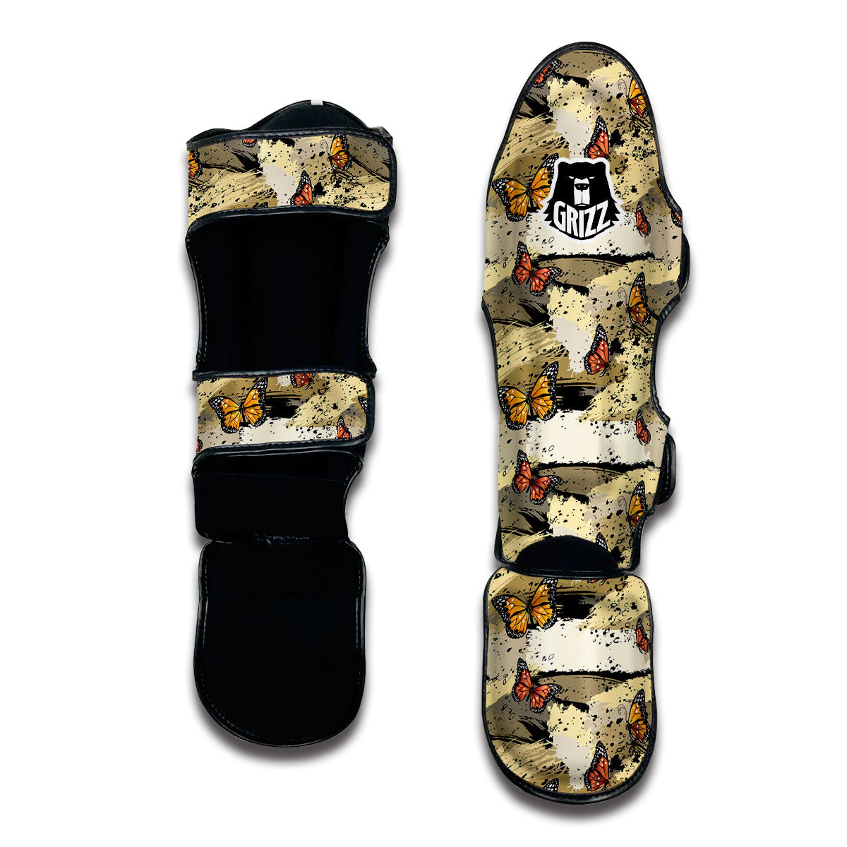 Doodle Butterfly Print Muay Thai Shin Guards-grizzshop