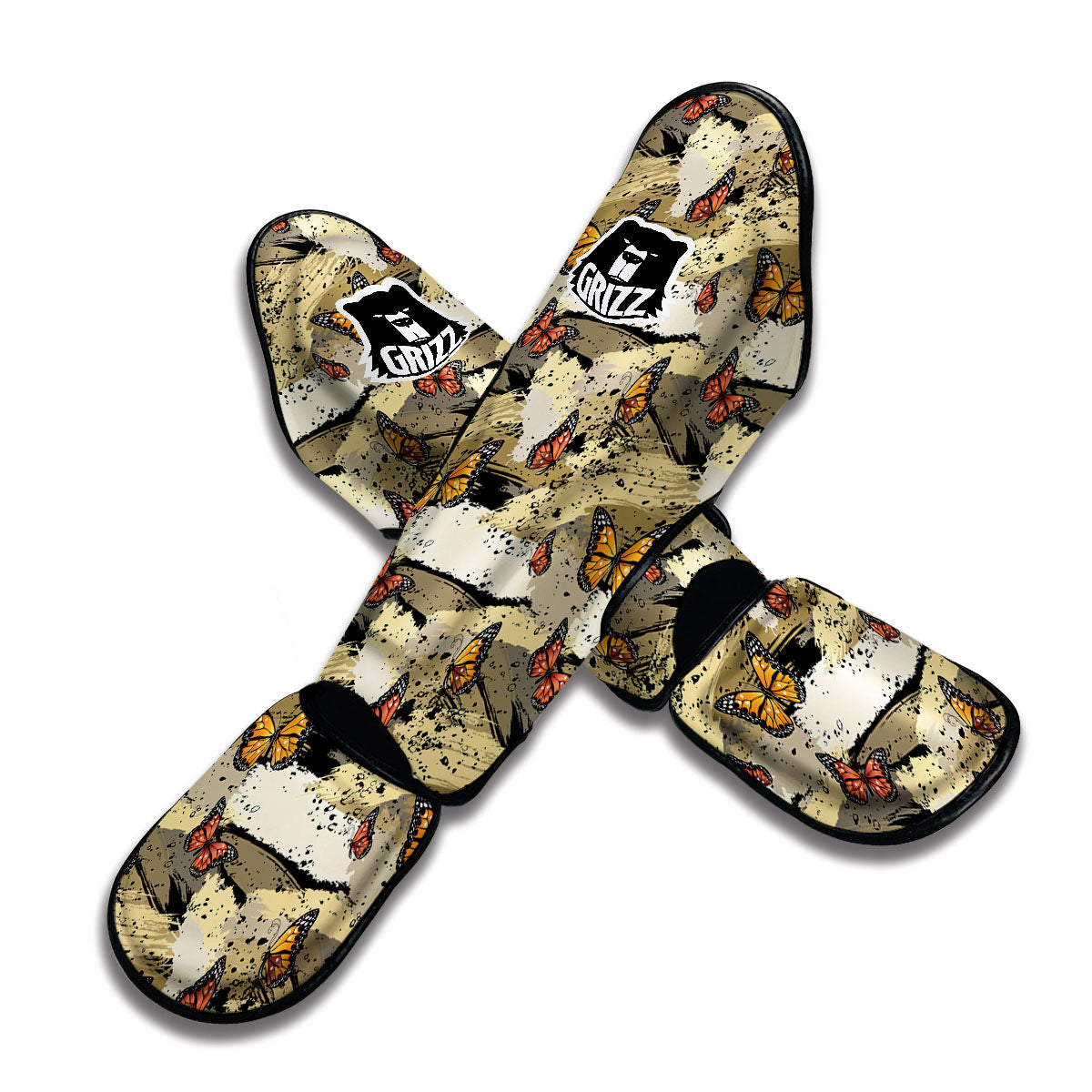 Doodle Butterfly Print Muay Thai Shin Guards-grizzshop