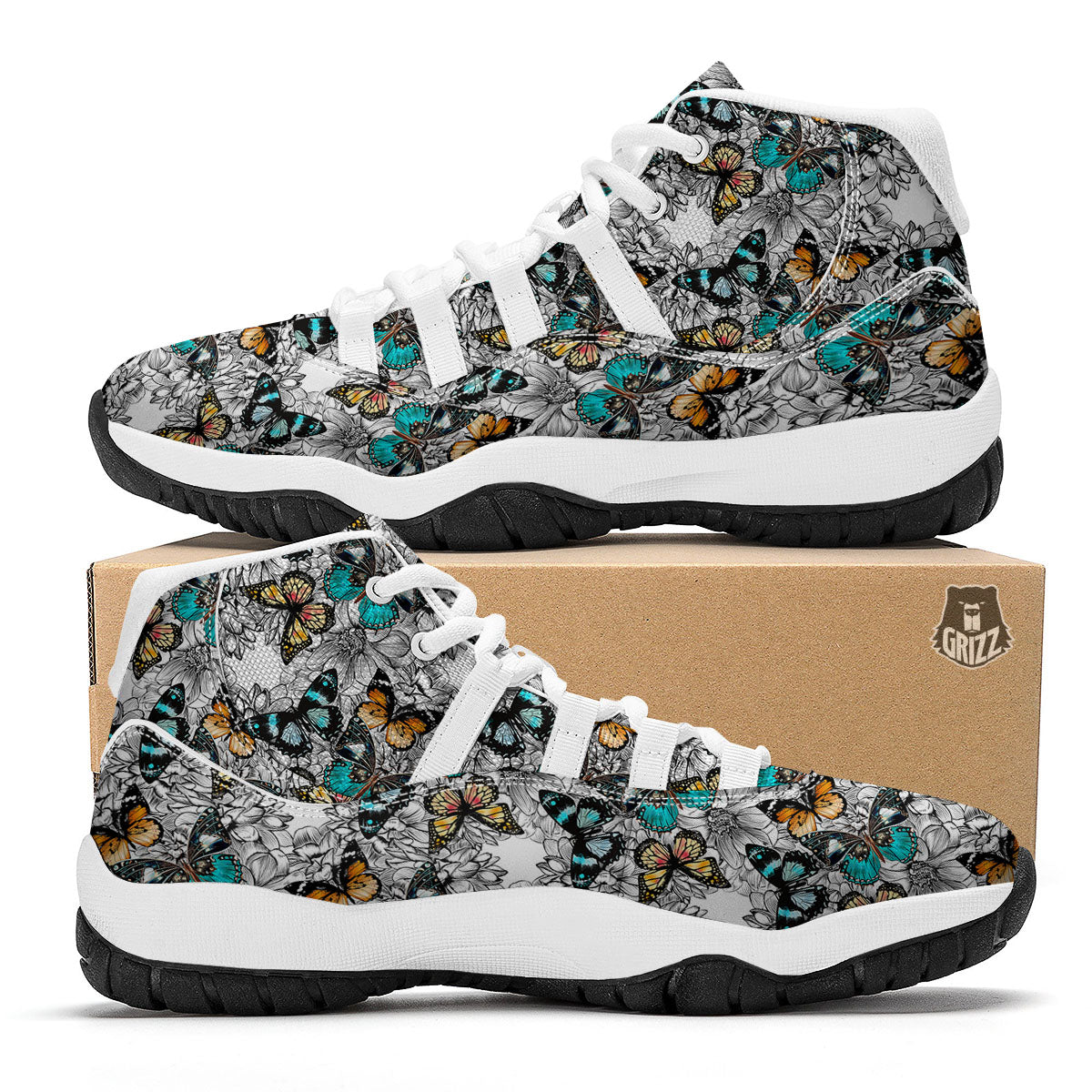 Doodle Butterfly White Bball Shoes-grizzshop