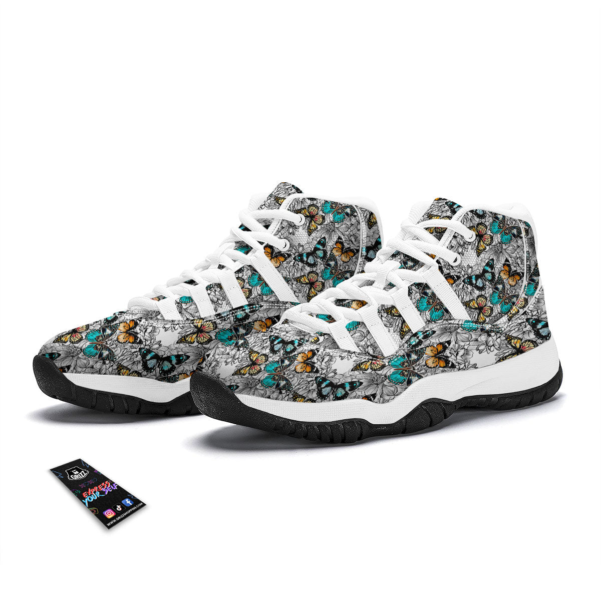 Doodle Butterfly White Bball Shoes-grizzshop