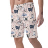 Doodle Cat Print Men's Shorts-grizzshop