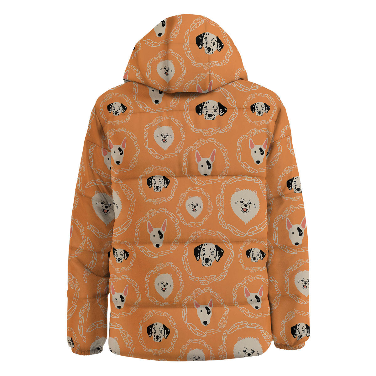 Doodle Dog Orange Print Pattern Down Jacket-grizzshop