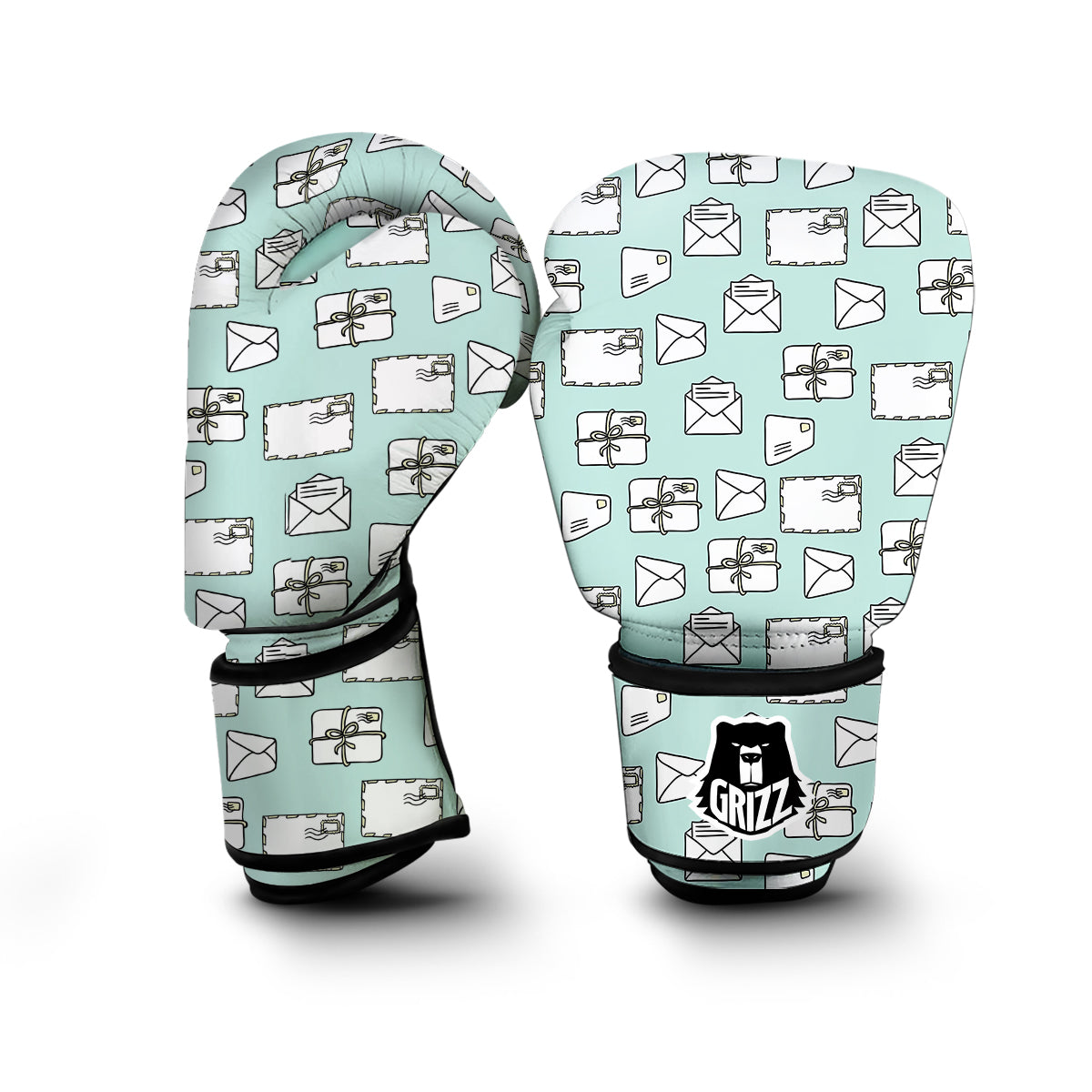 Doodle Mail Print Pattern Boxing Gloves-grizzshop