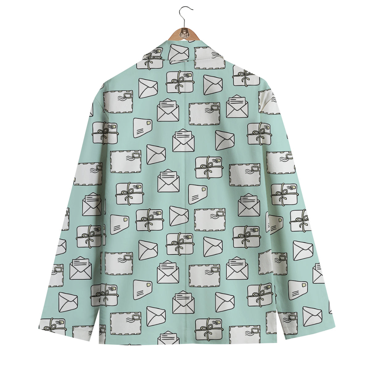 Doodle Mail Print Pattern Men's Blazer-grizzshop
