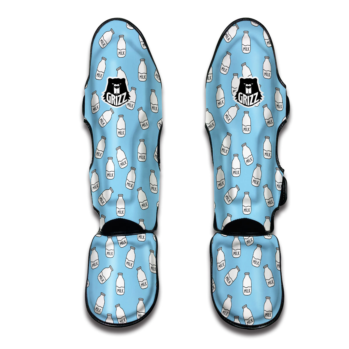 Doodle Milk Blue Print Pattern Muay Thai Shin Guards-grizzshop