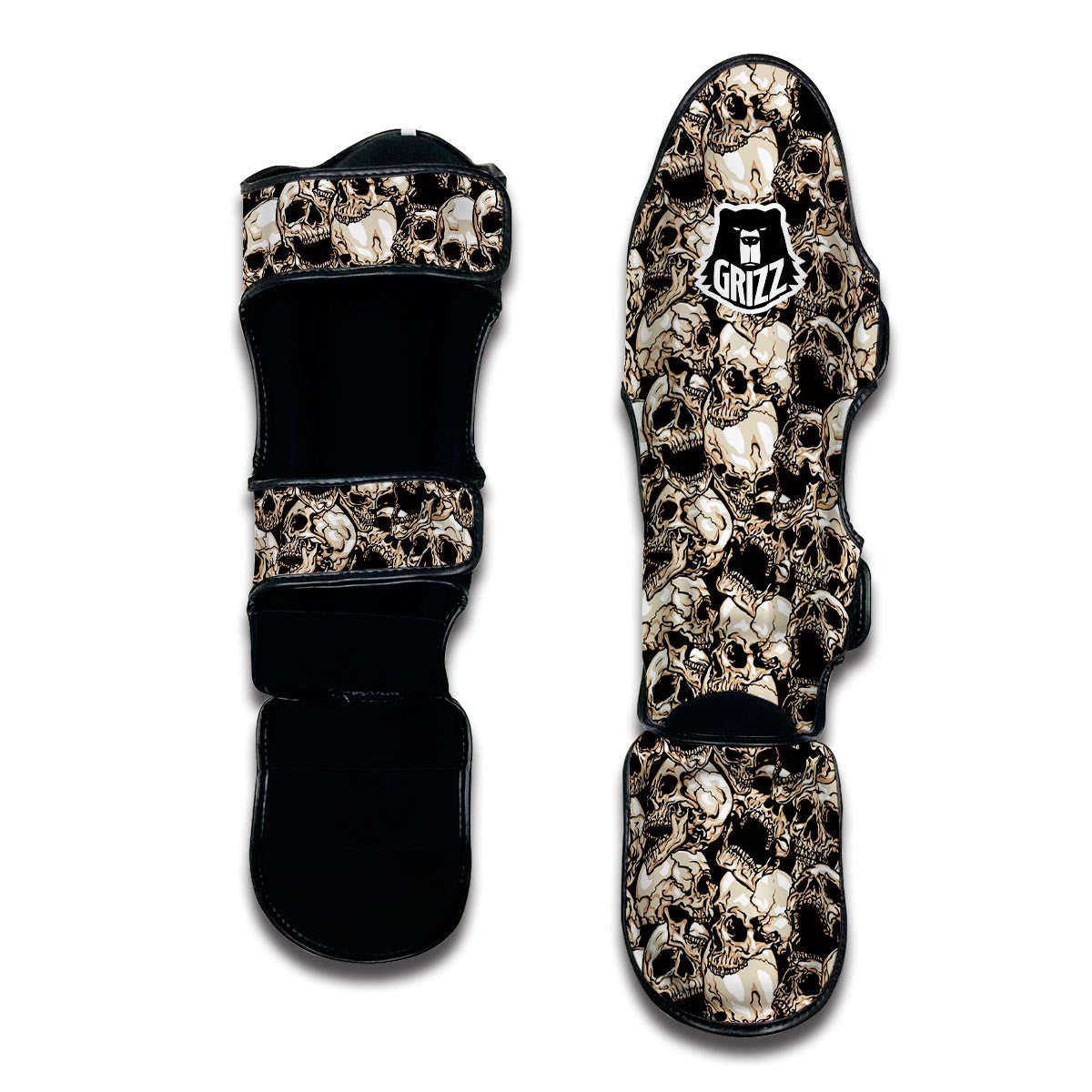 Doodle Skull Muay Thai Shin Guards-grizzshop