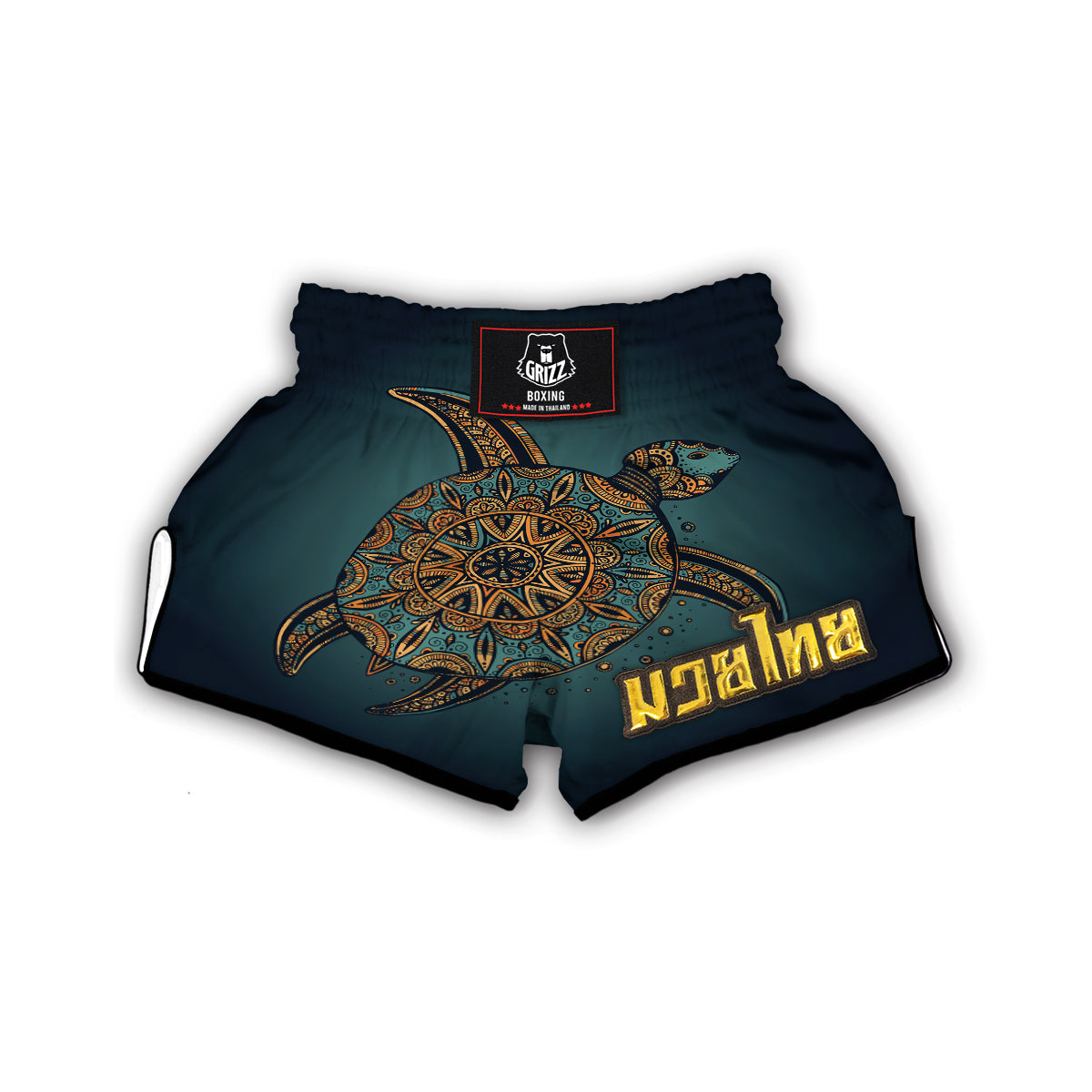 Doodle Turtle Oranament Muay Thai Boxing Shorts-grizzshop