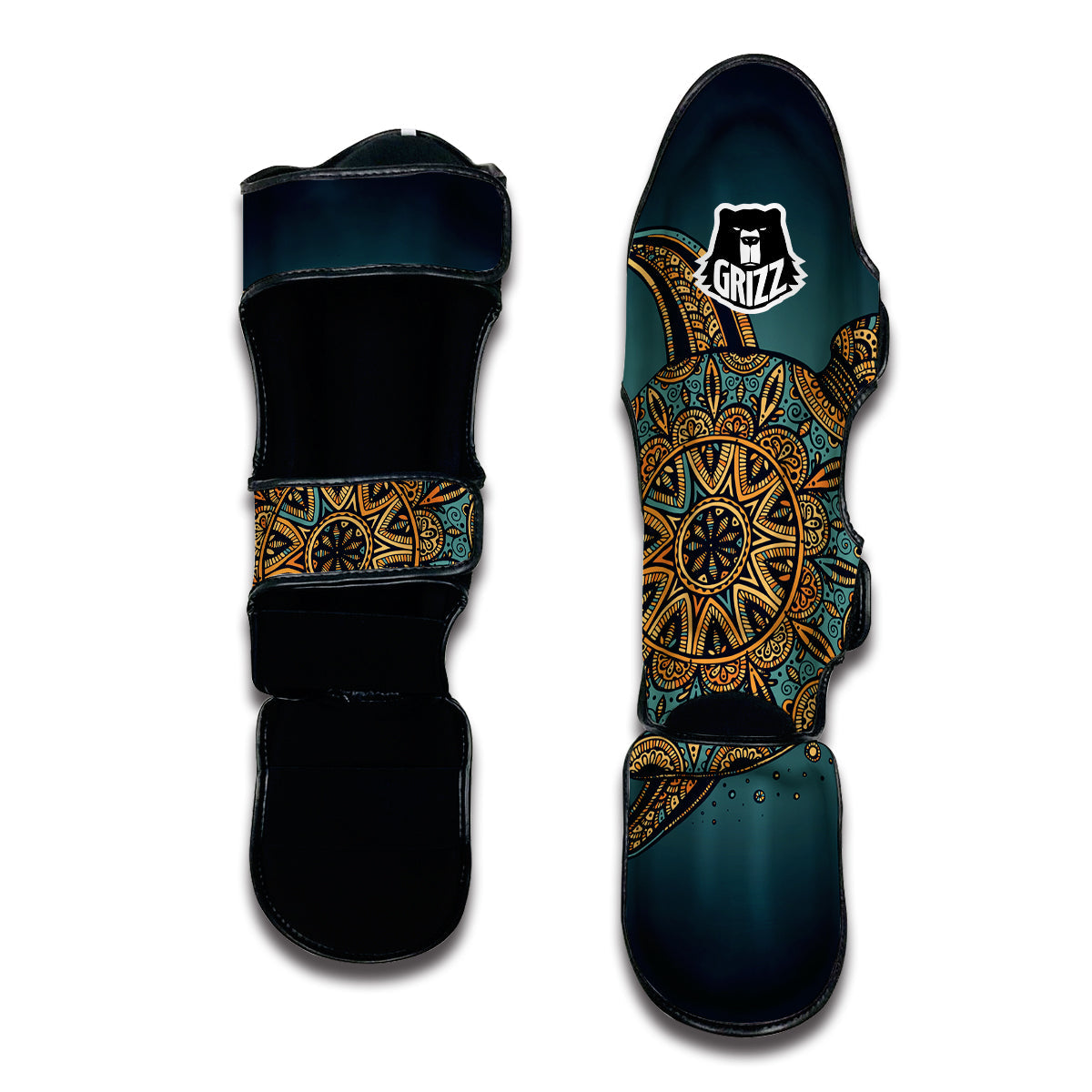 Doodle Turtle Oranament Muay Thai Shin Guards-grizzshop