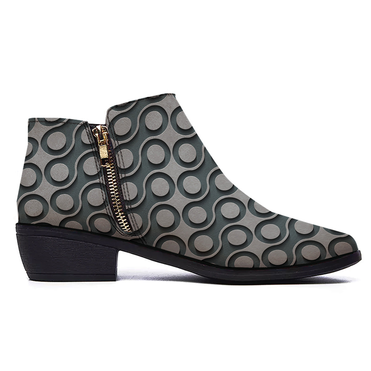 Dot 3D Geometric Print Pattern Ankle Boots-grizzshop