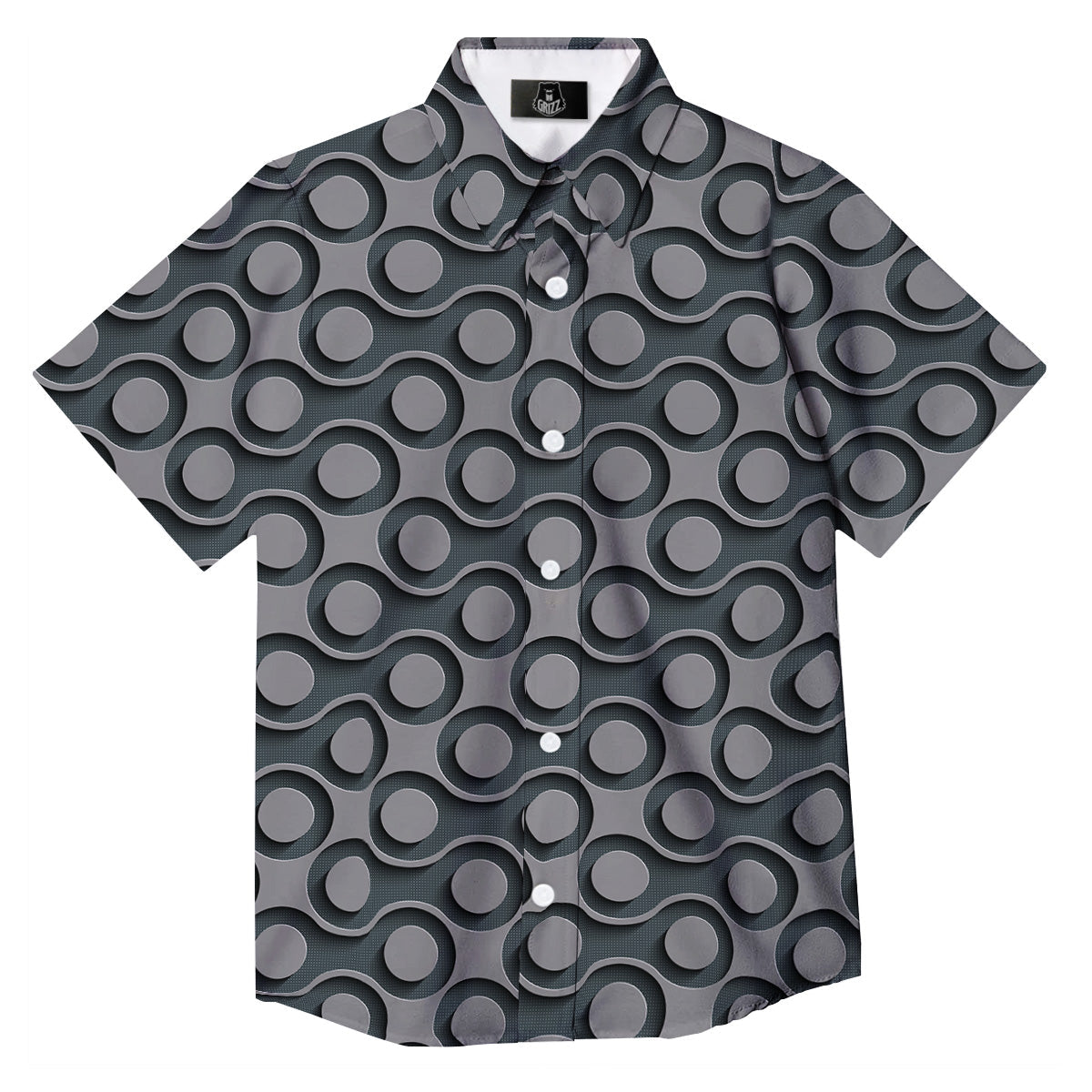 Dot 3D Geometric Print Pattern Button Up Shirt-grizzshop