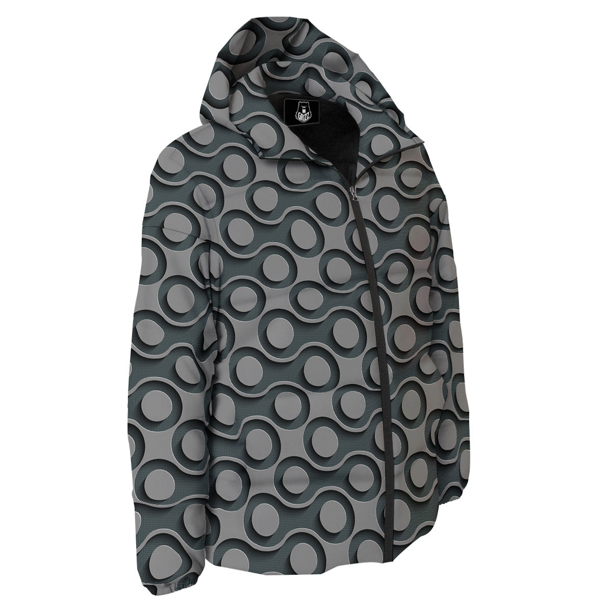 Dot 3D Geometric Print Pattern Down Jacket-grizzshop