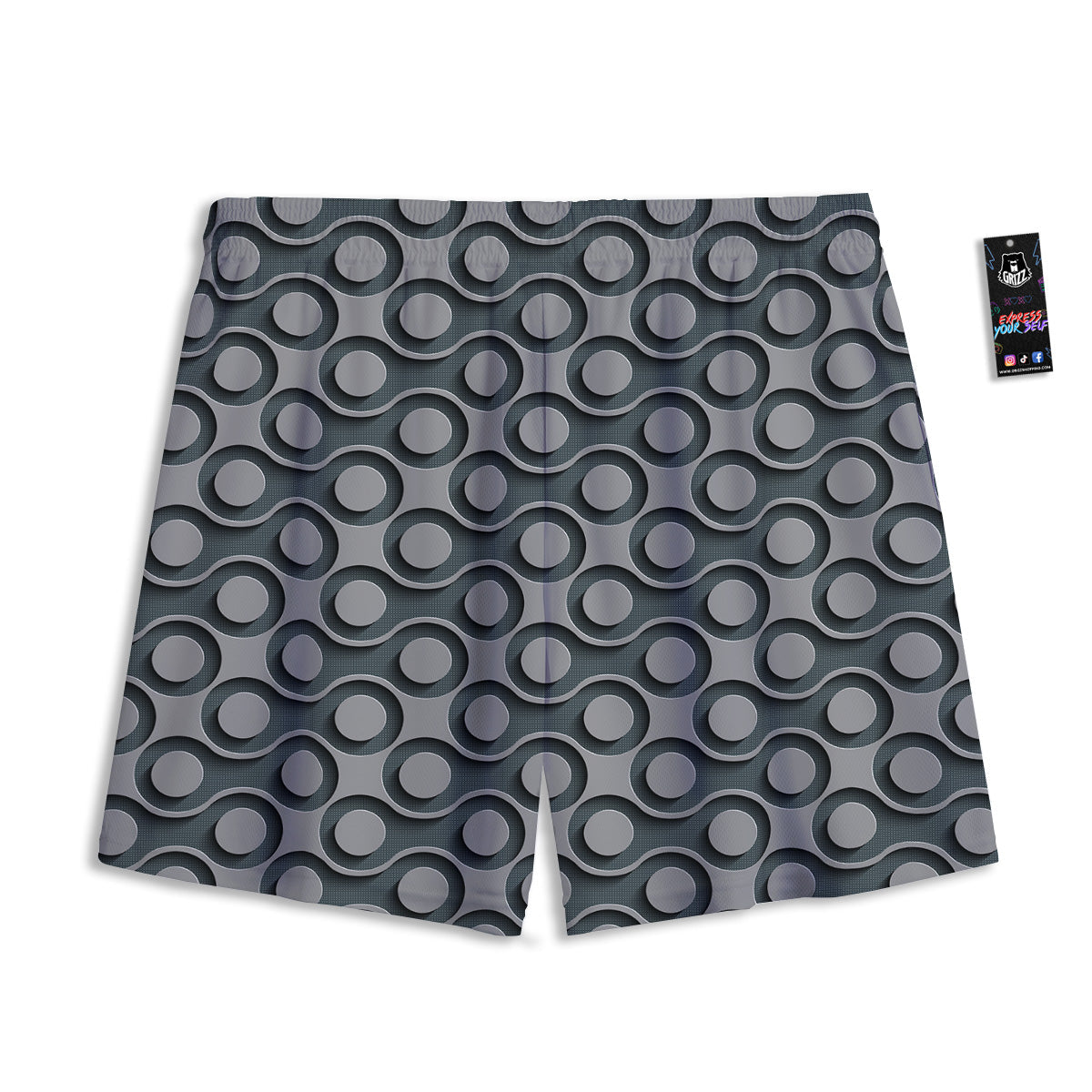 Dot 3D Geometric Print Pattern Mesh Shorts-grizzshop