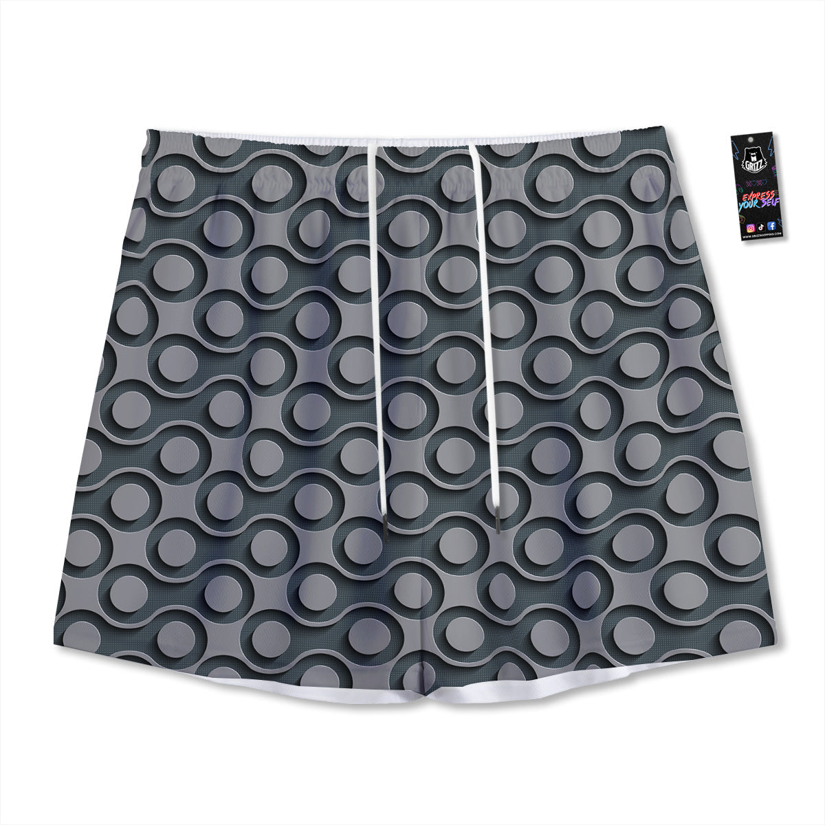 Dot 3D Geometric Print Pattern Mesh Shorts-grizzshop