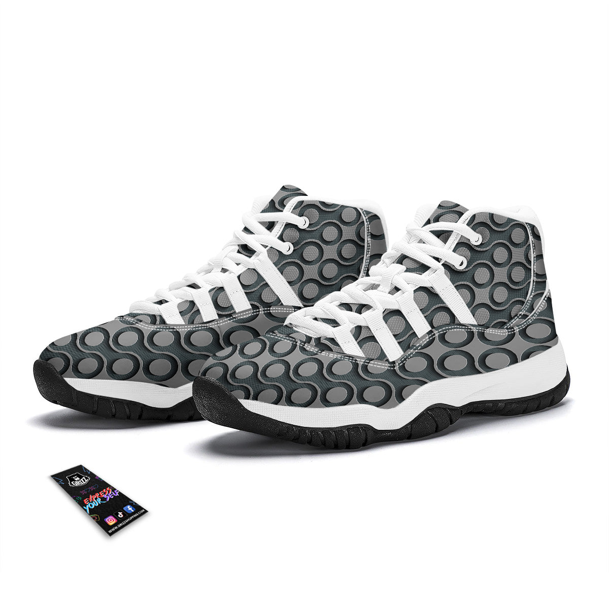 Dot 3D Geometric Print Pattern White Bball Shoes-grizzshop