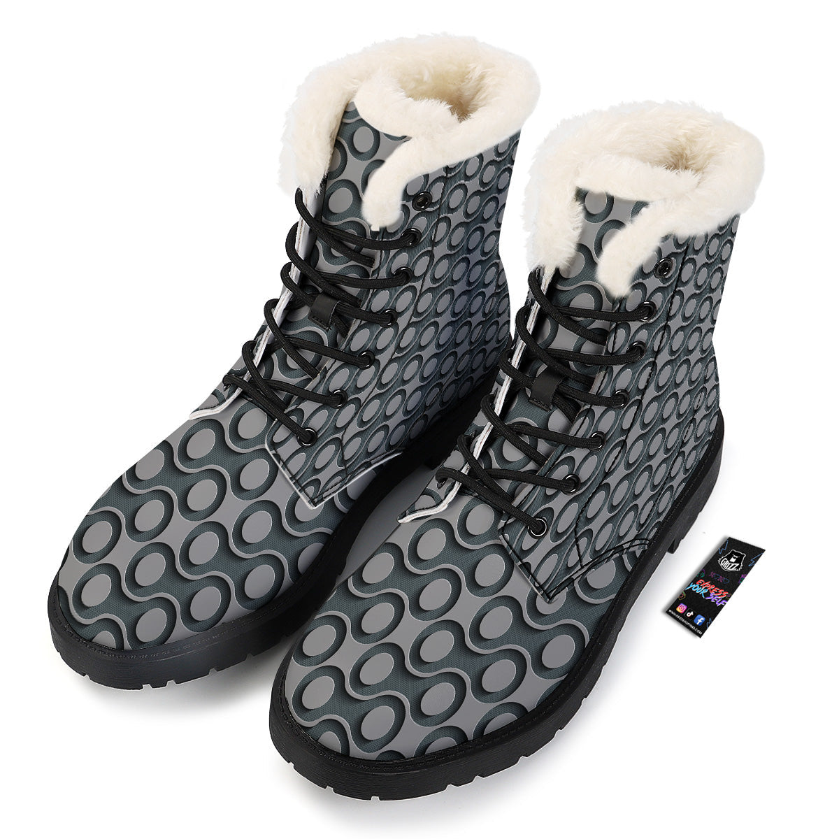 Dot 3D Geometric Print Pattern Winter Boots-grizzshop