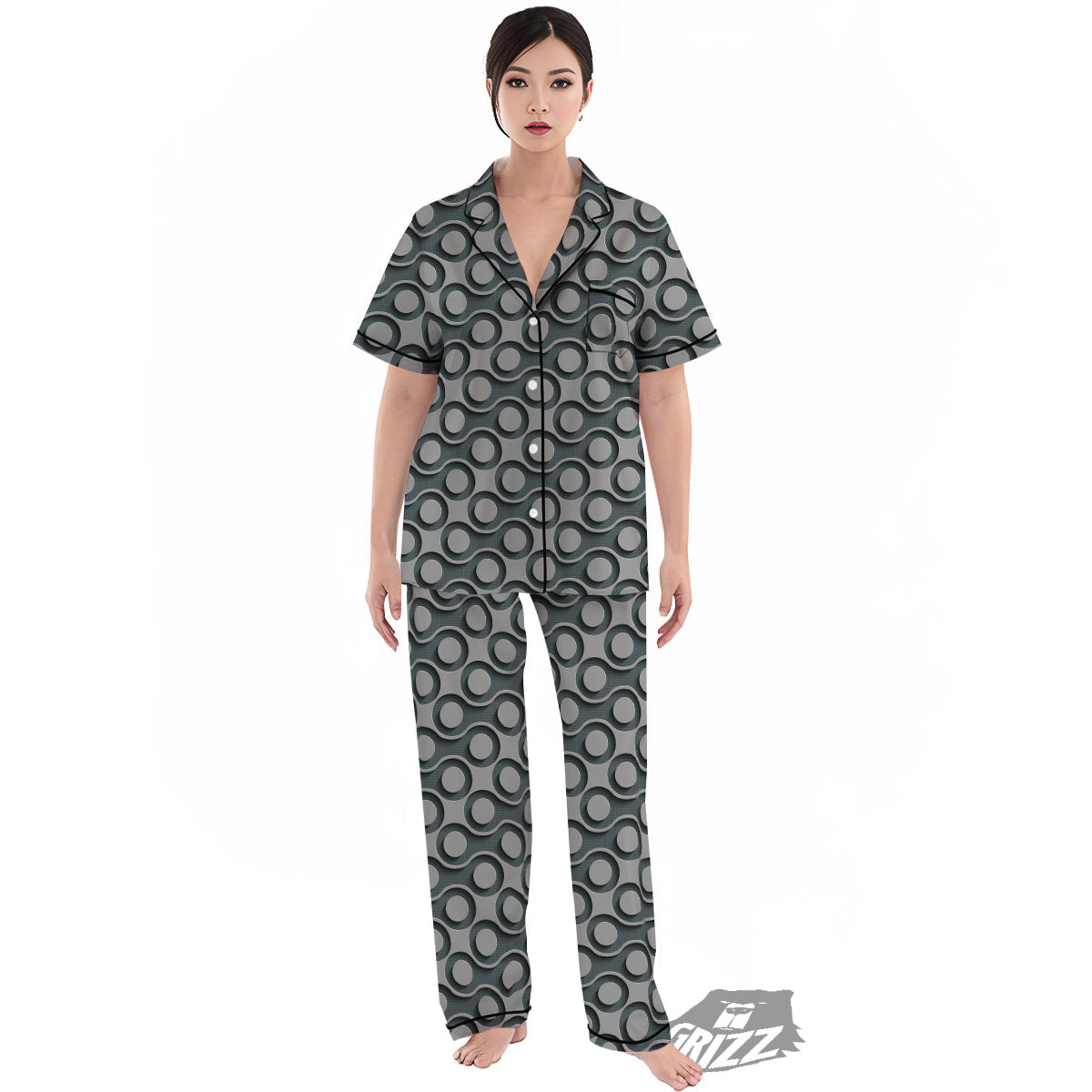 Dot 3D Geometric Print Pattern Women's Pajamas Set-grizzshop