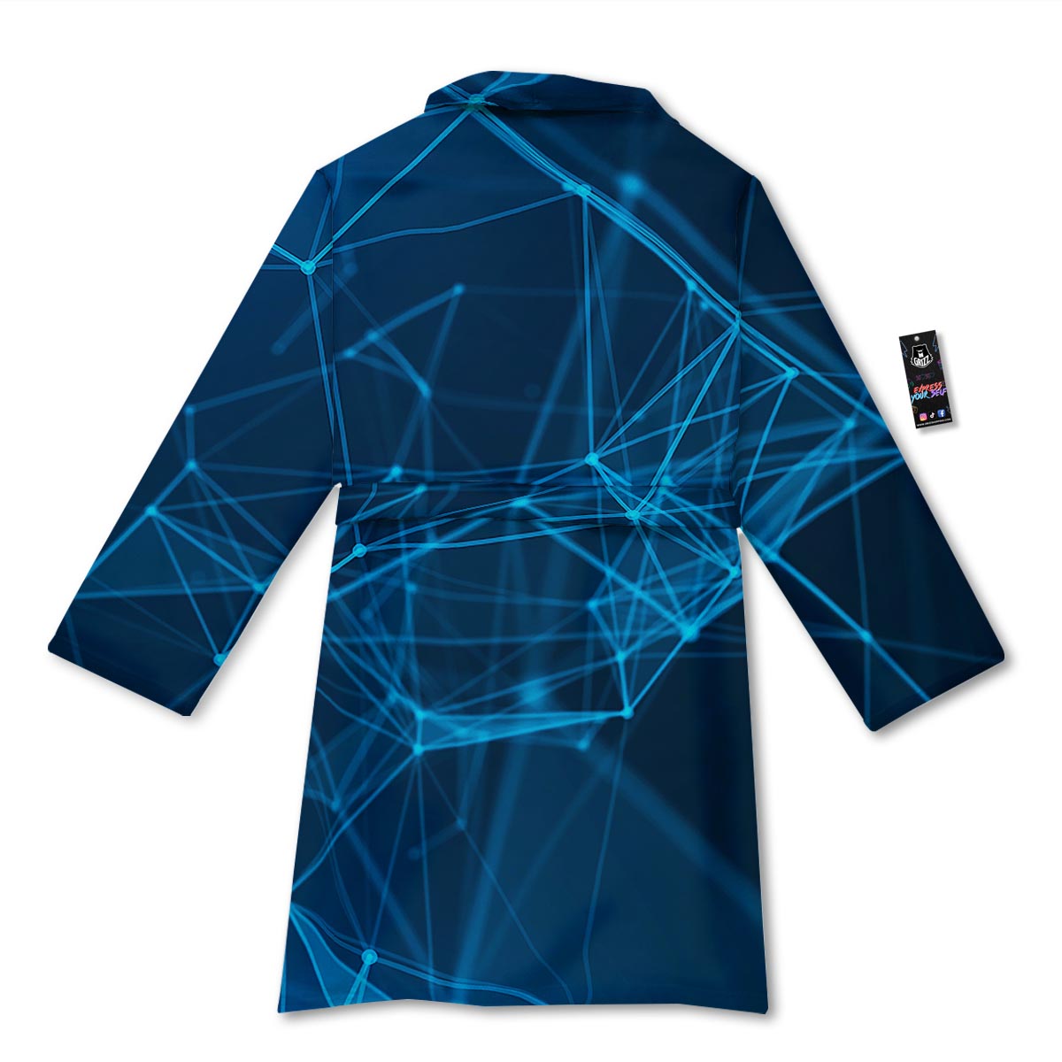 Dot Geometric Teal Polygonal Print Bathrobe-grizzshop