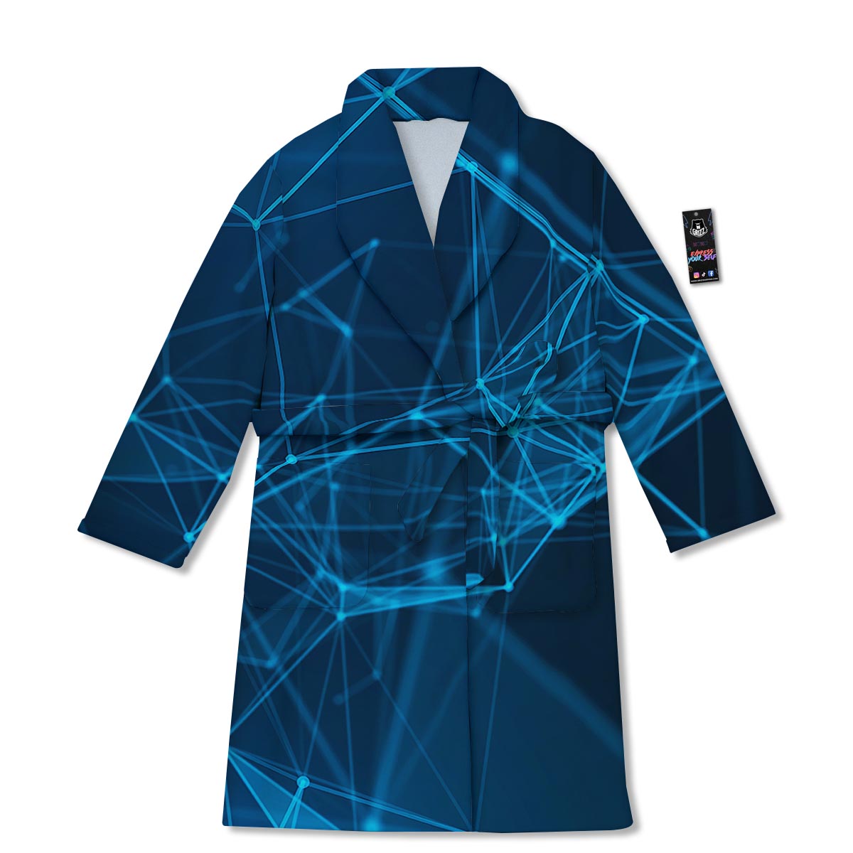Dot Geometric Teal Polygonal Print Bathrobe-grizzshop