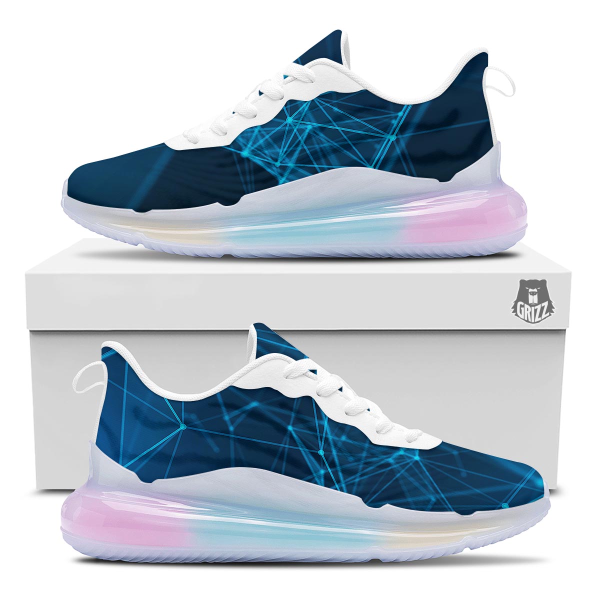 Dot Geometric Teal Polygonal Print Running Sneakers-grizzshop