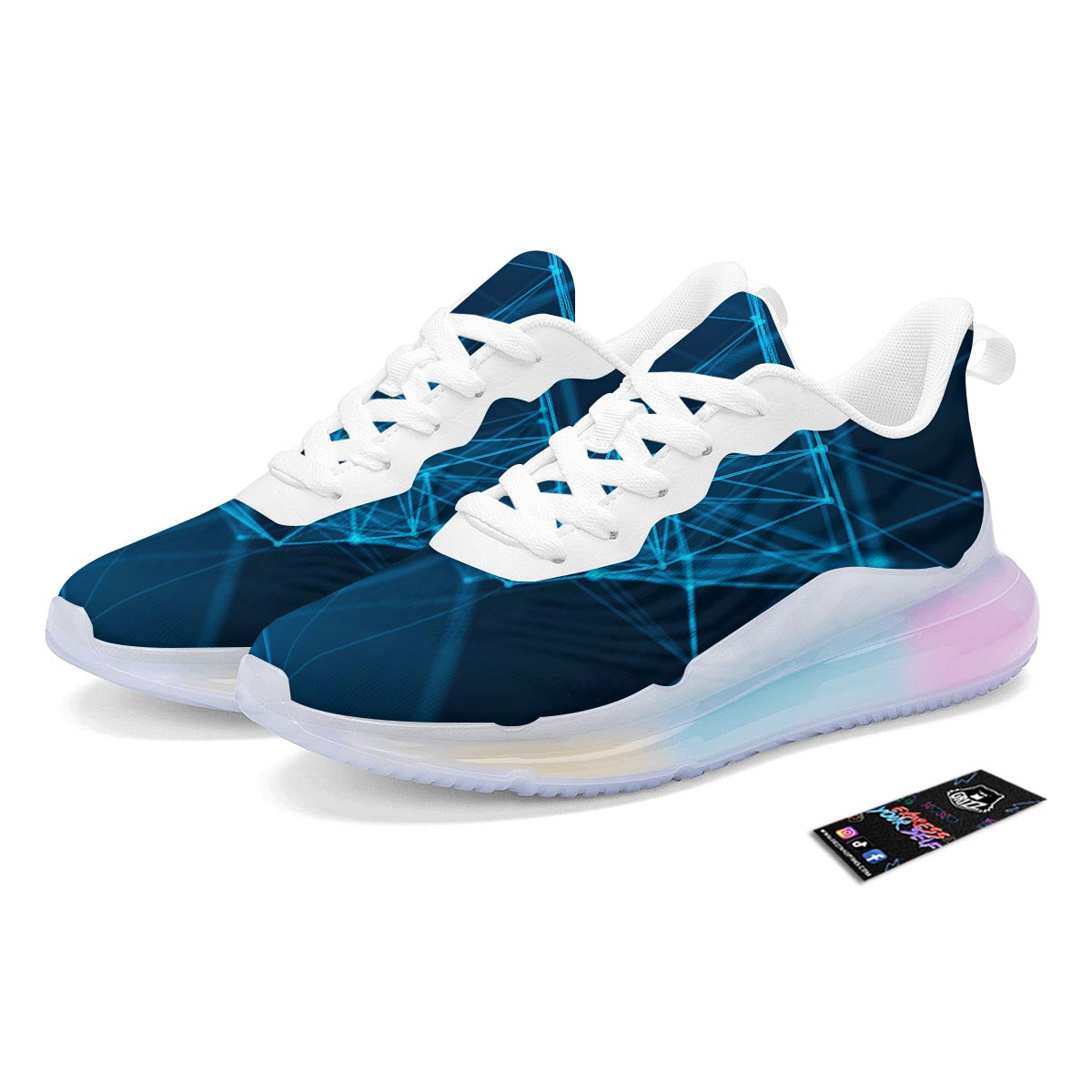 Dot Geometric Teal Polygonal Print Running Sneakers-grizzshop