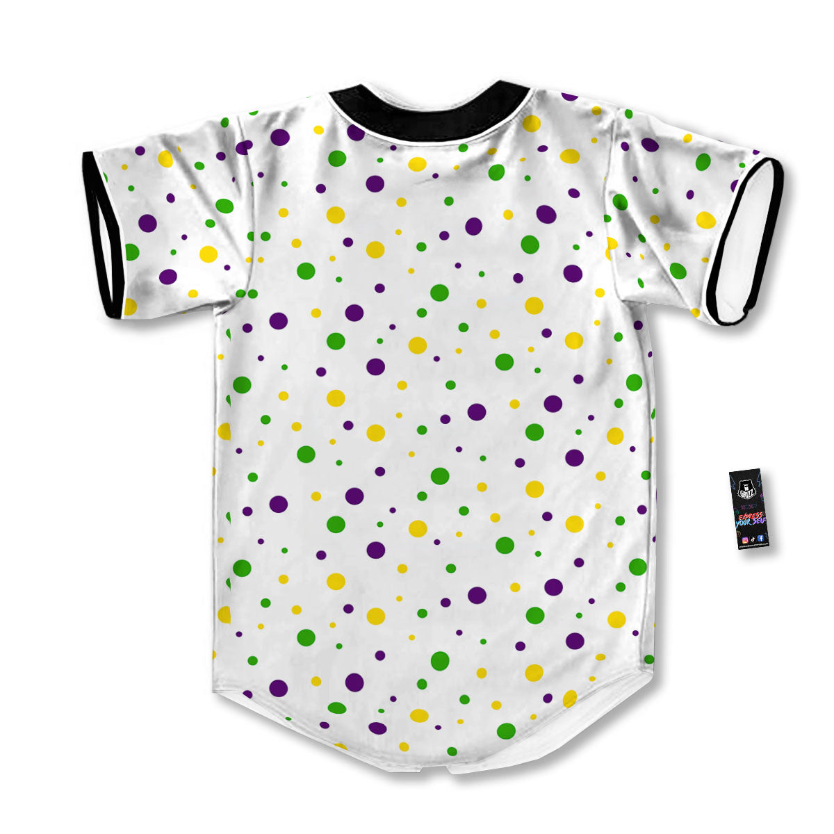 Dot Mardi Gras Print Pattern Baseball Jersey-grizzshop