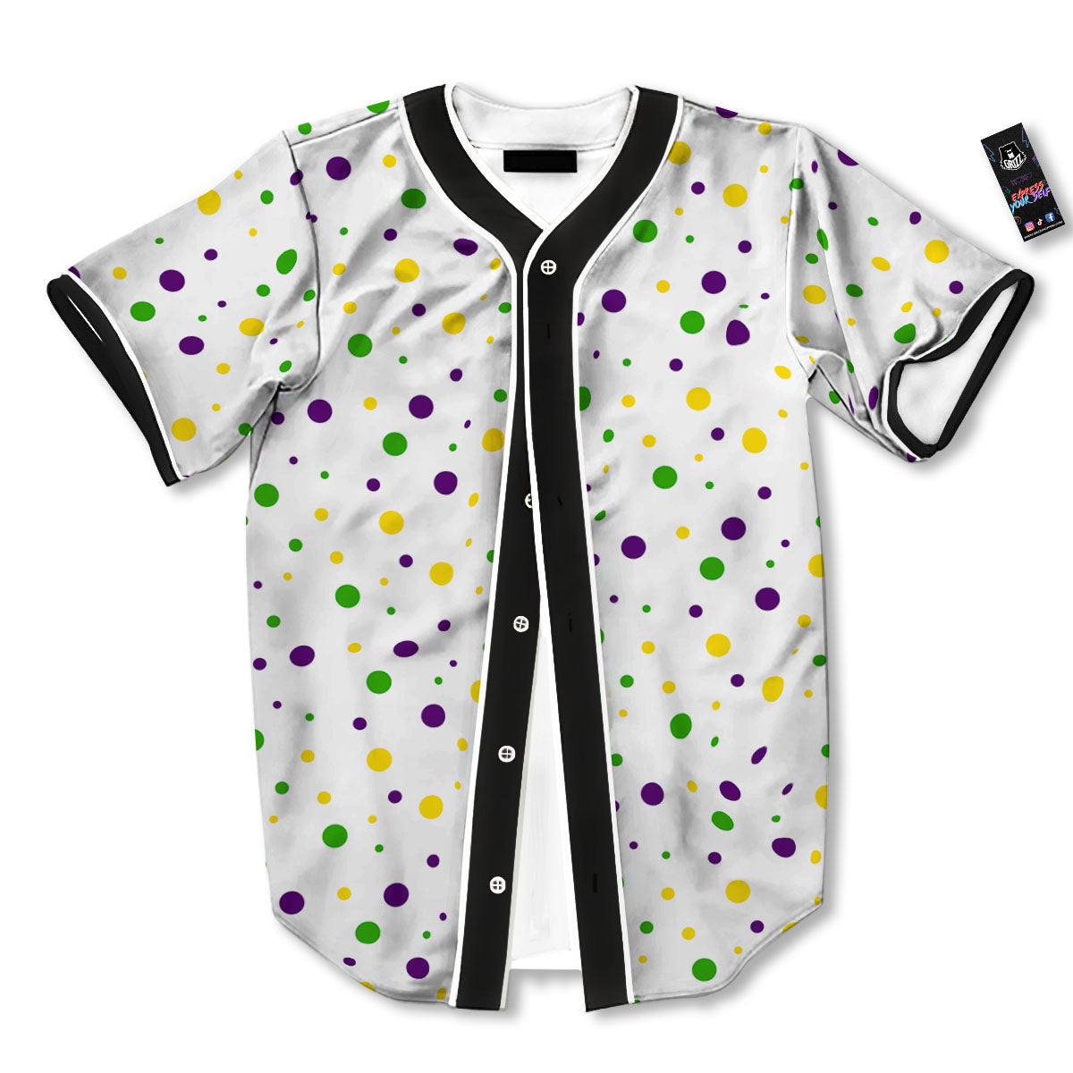 Dot Mardi Gras Print Pattern Baseball Jersey-grizzshop