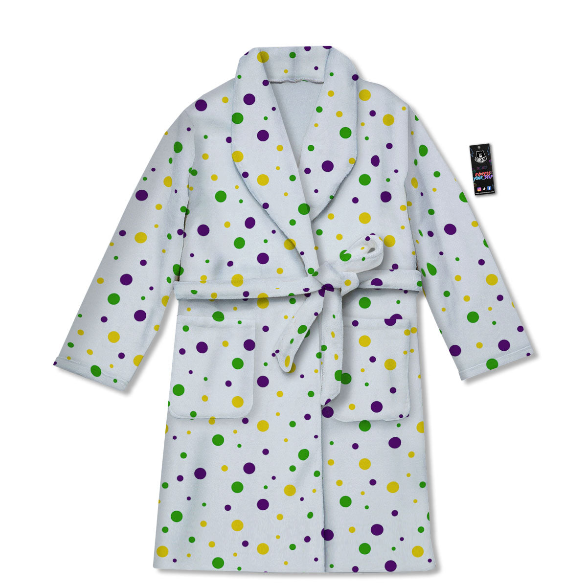 Dot Mardi Gras Print Pattern Bathrobe-grizzshop